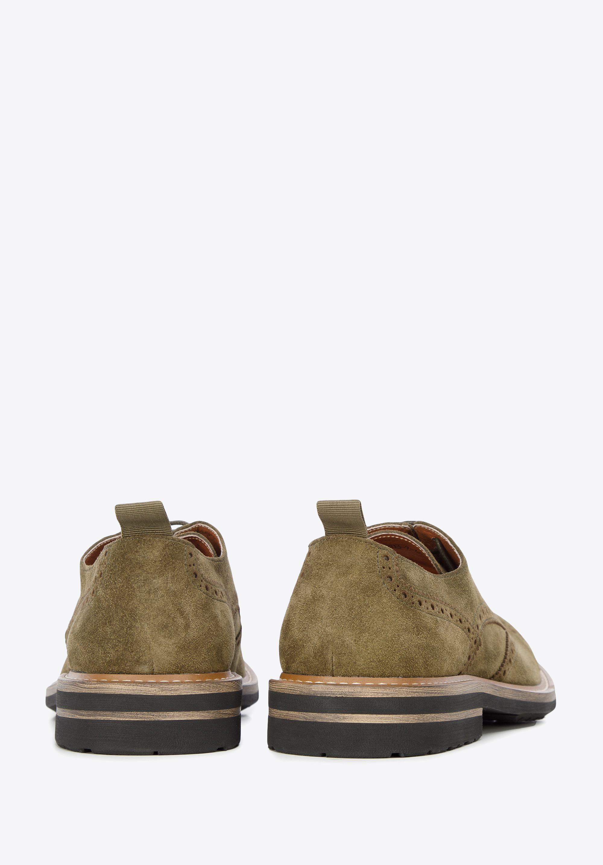 Męskie brogsy zamszowe z kontrastową nitką