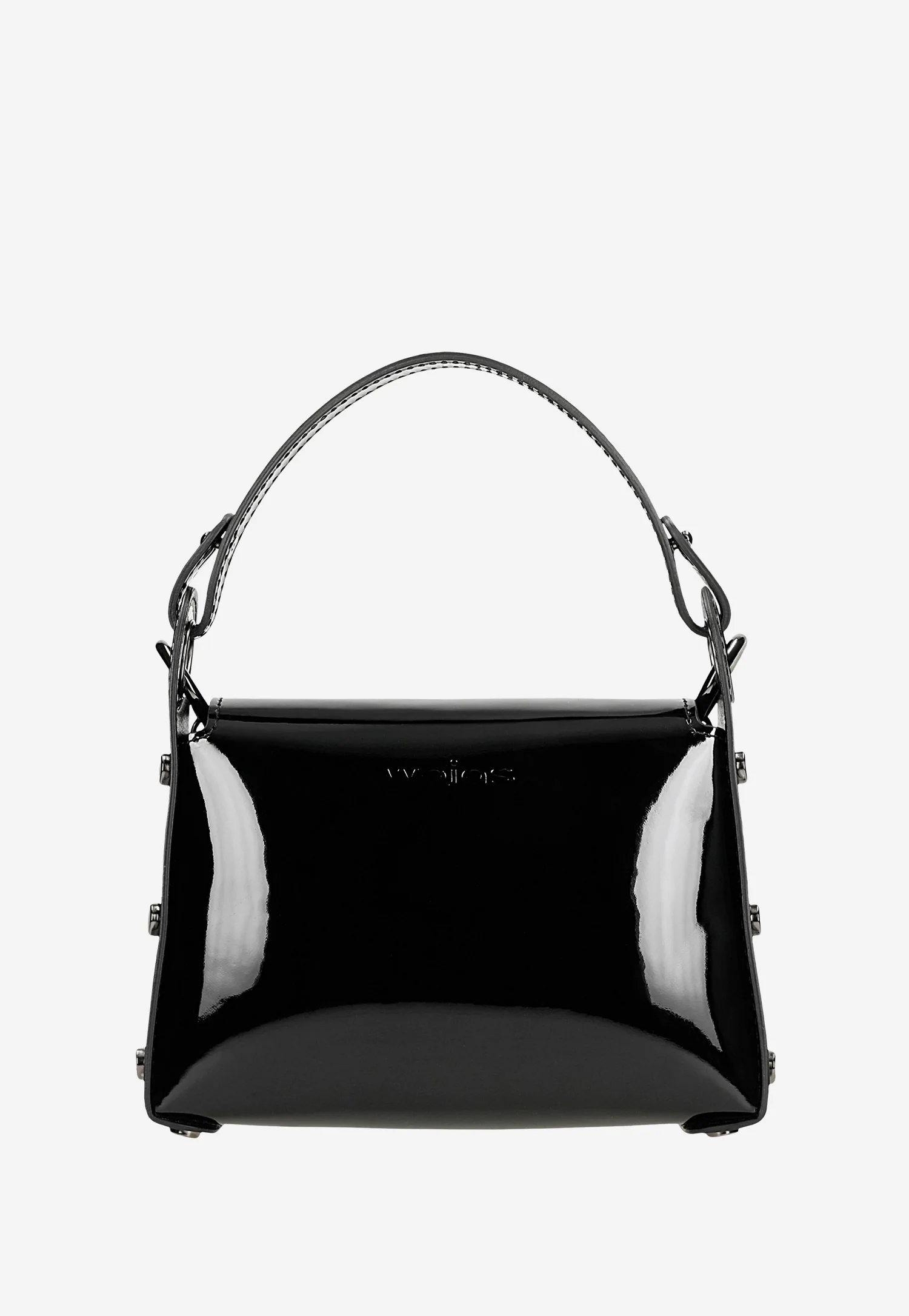 Czarna lakierowana torebka wizytowa z owadem