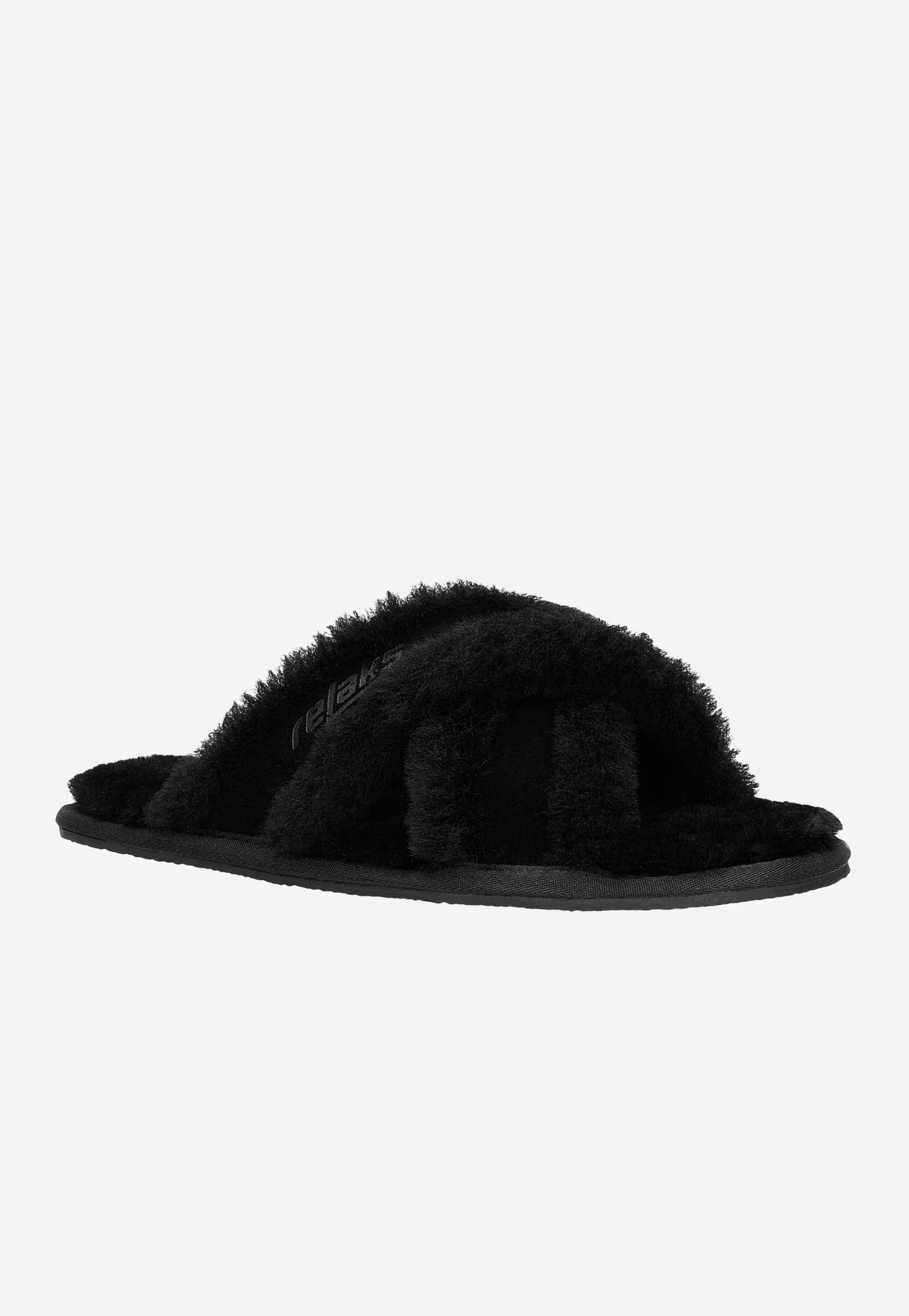 RELAKS czarne puchate kapcie damskie