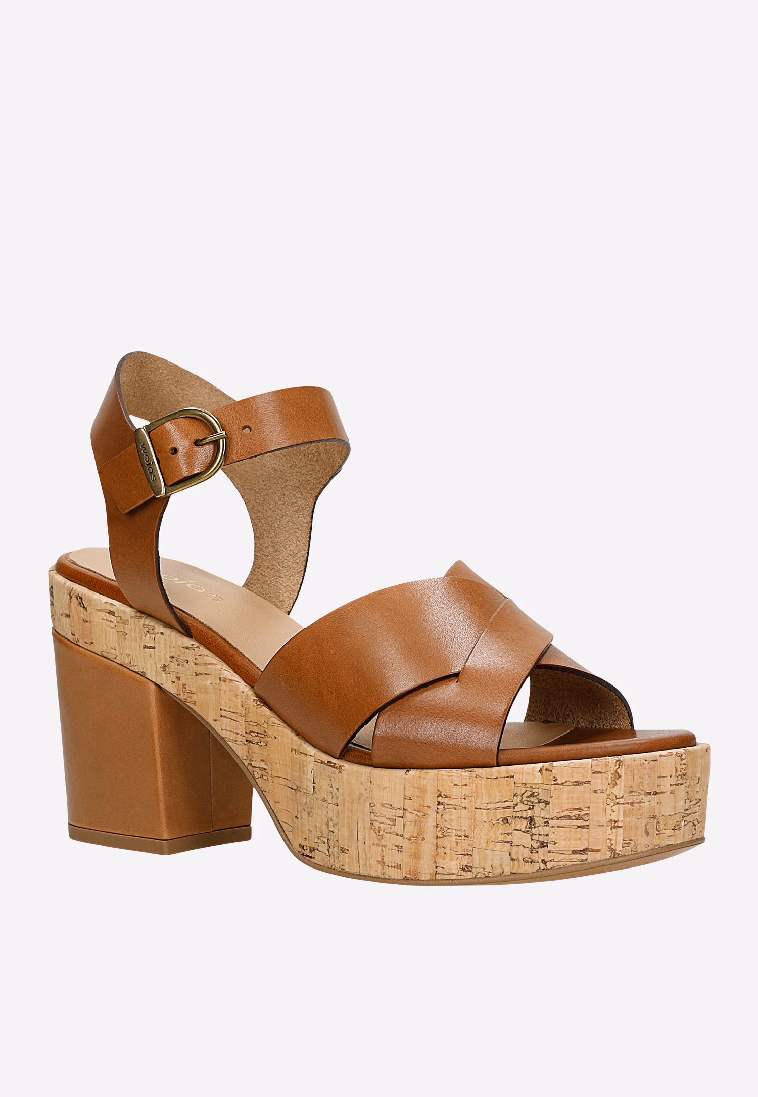 Brązowe masywne sandały na słupku