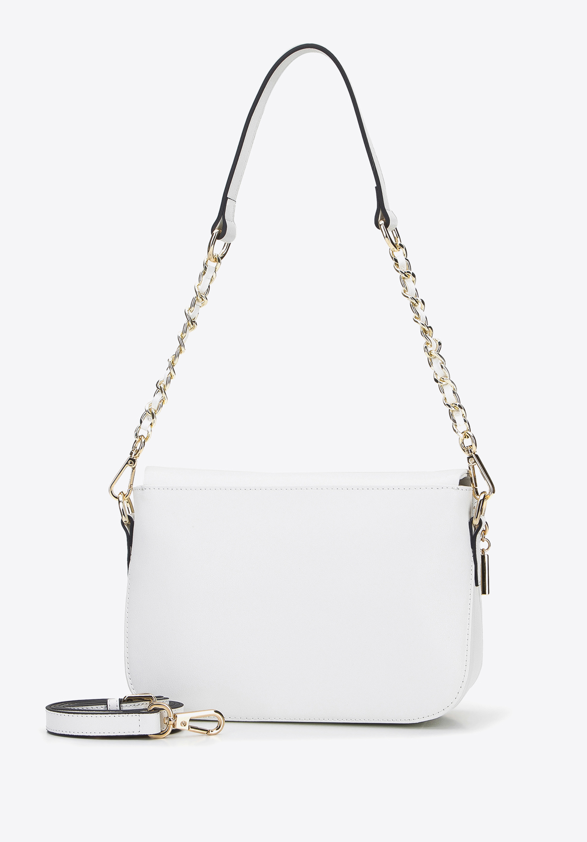 Damska listonoszka skórzana z kieszenią w klapie mała