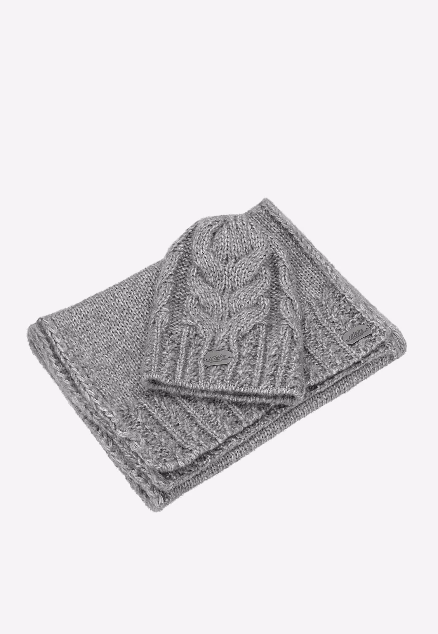 Beżowy komplet czapka + szalik z wełny merino