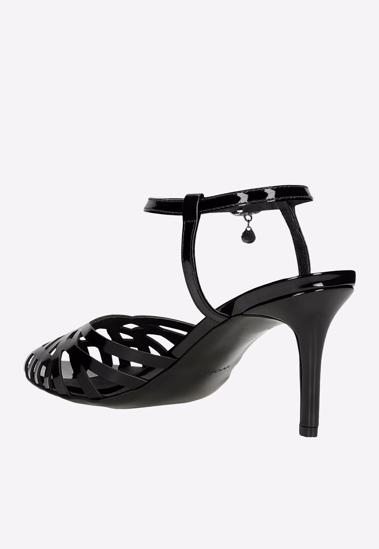 Czarne lakierowane sandały damskie z zabudowanym przodem