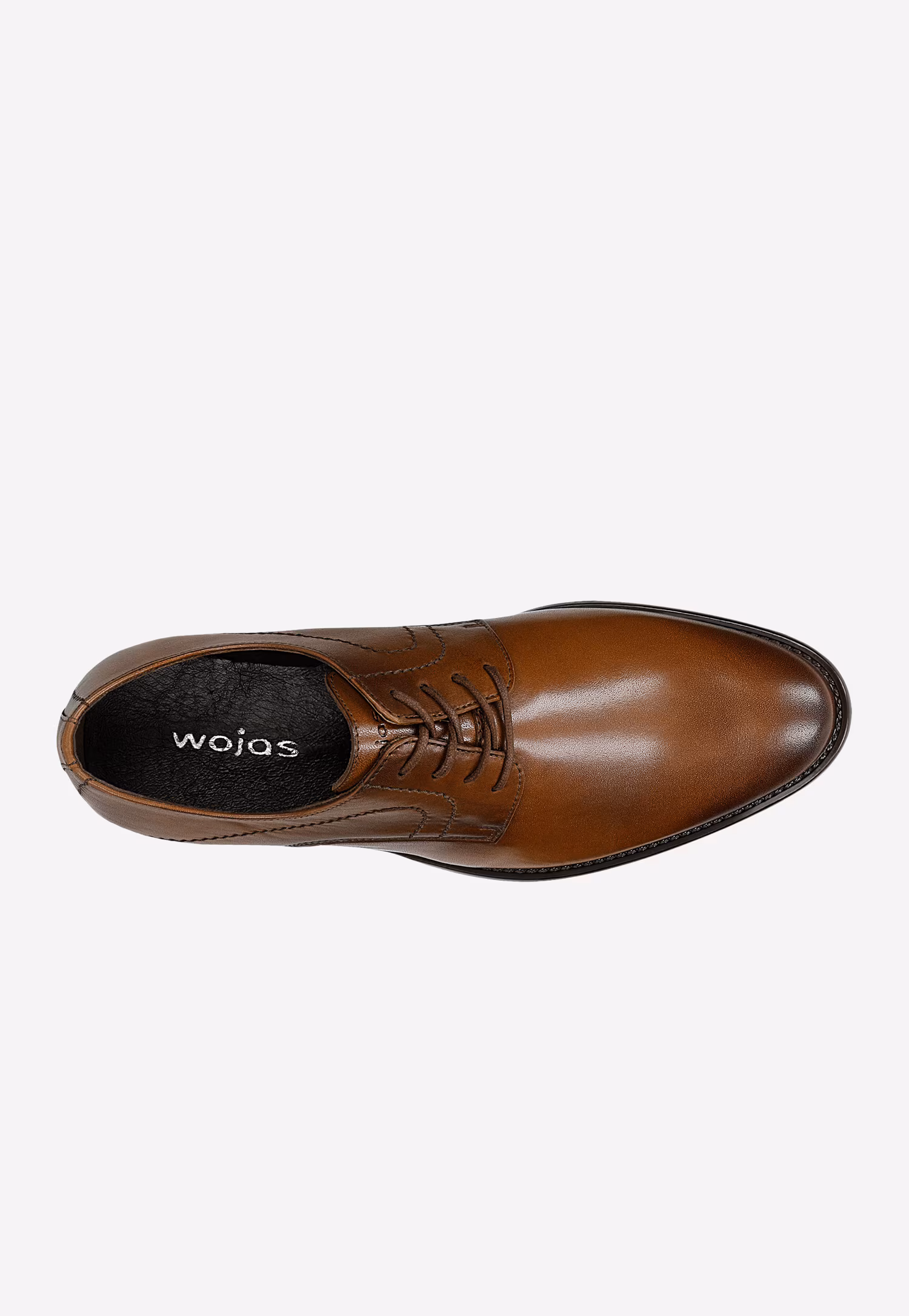 Brązowe podpalane półbuty męskie ze skóry licowej