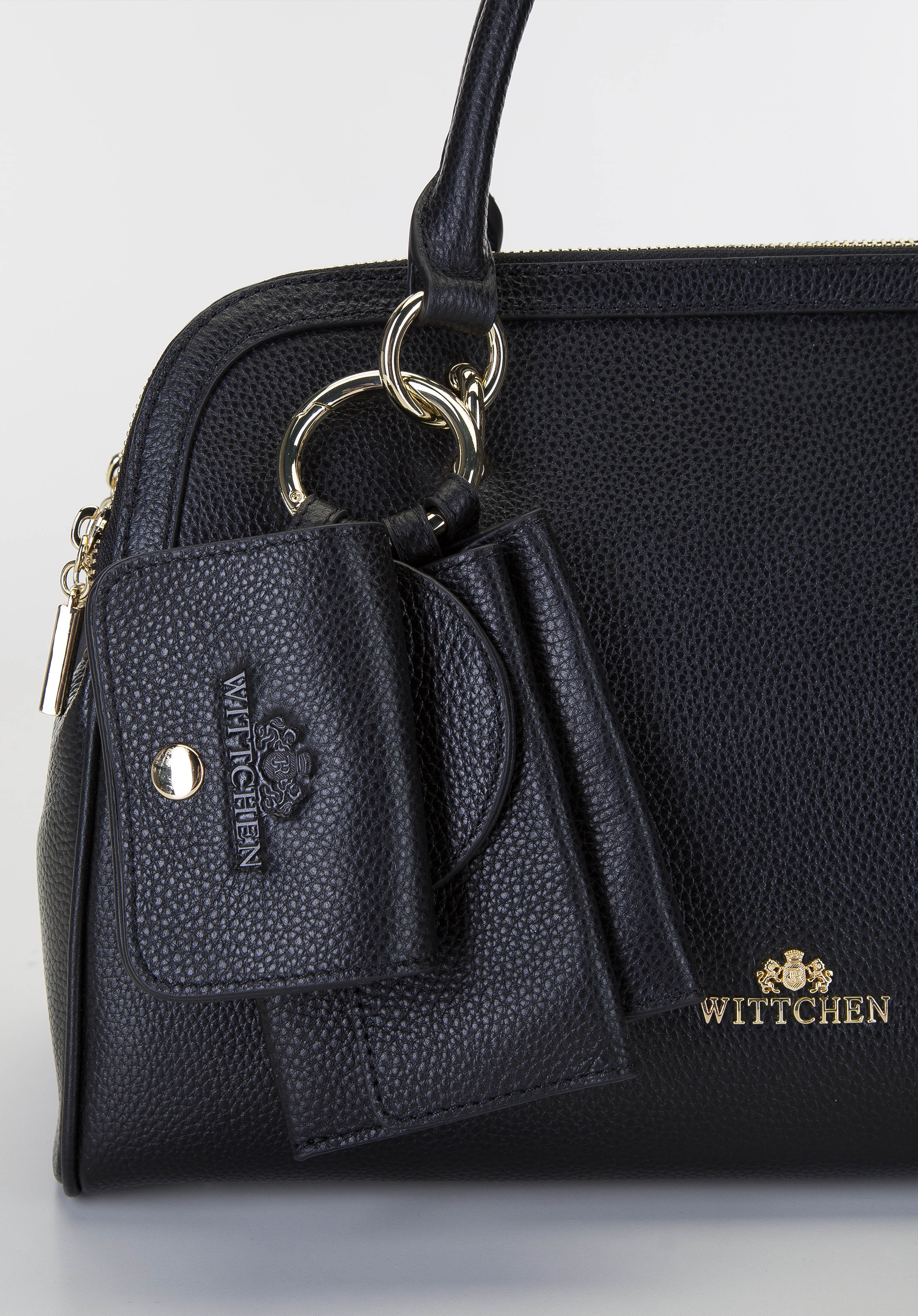 Torebka kuferek skórzana trzykomorowa z zestawem etui