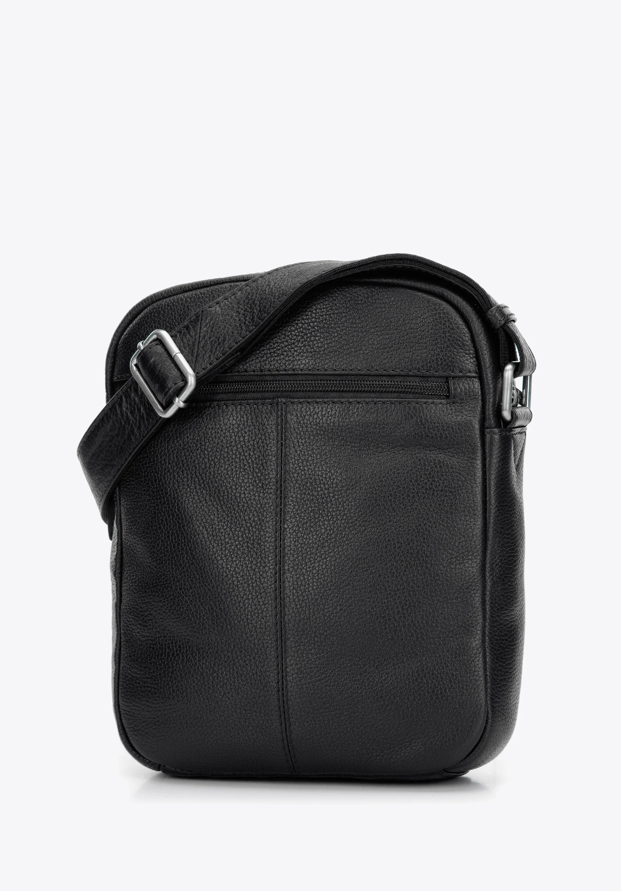 Męska listonoszka skórzana z kieszenią na suwak