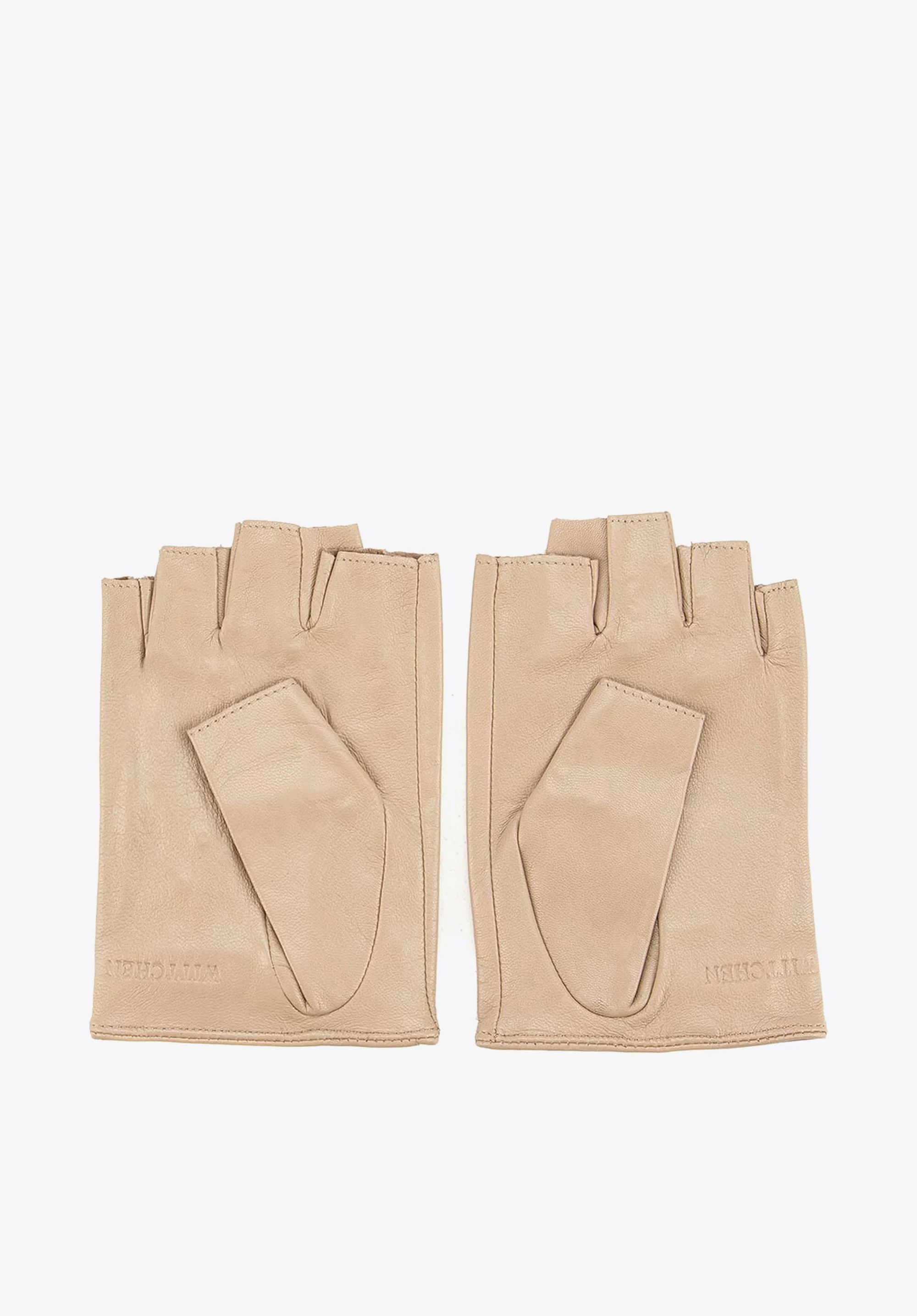 Damskie rękawiczki skórzane bez palców z perforacją