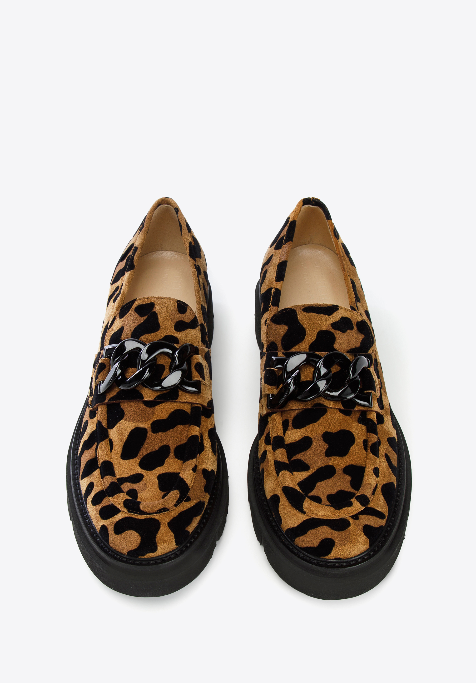 Damskie mokasyny zamszowe w zwierzęcy wzór