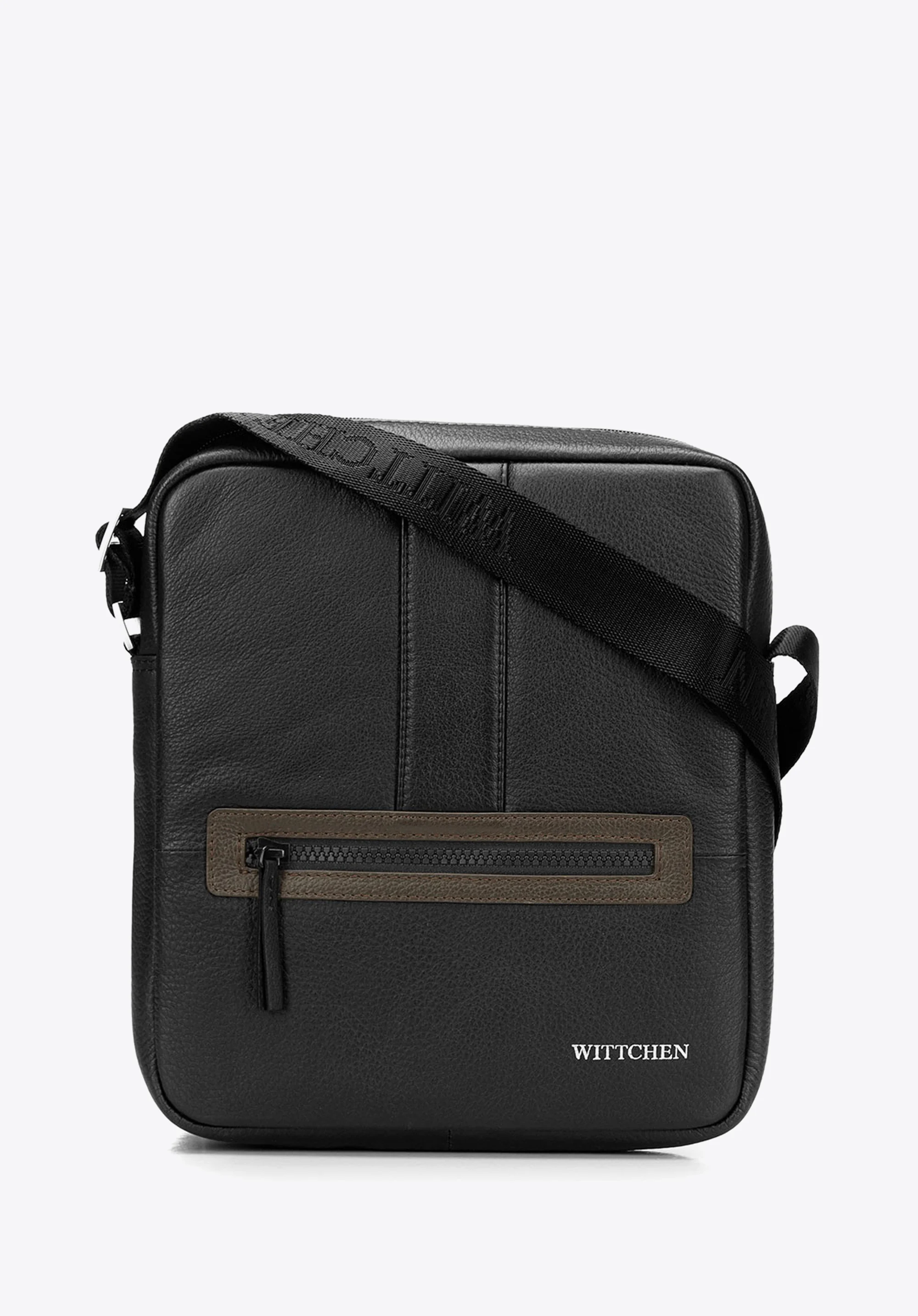 Męska listonoszka skórzana stębnowana średnia