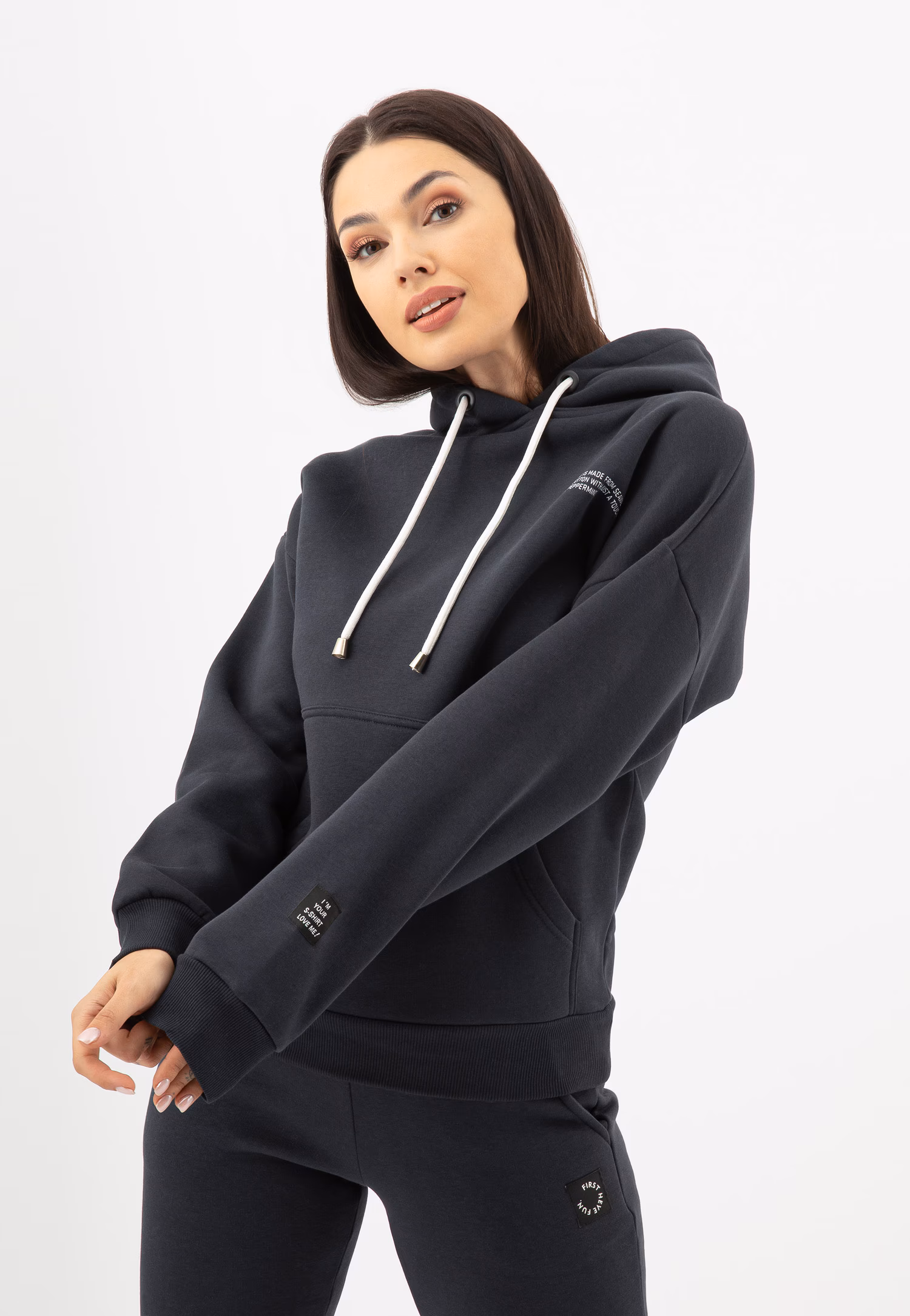 RELAKS beżowa bluza damska z kapturem