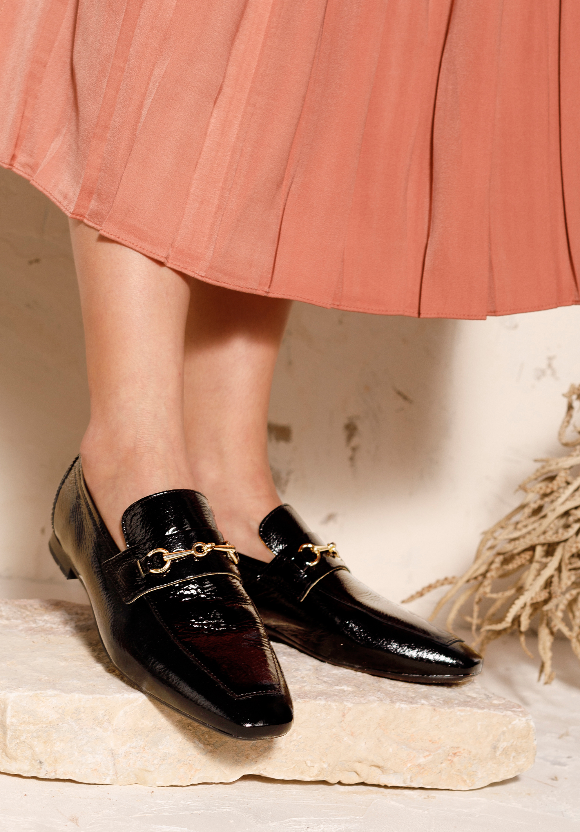 Damskie mokasyny skórzane z wędzidłem