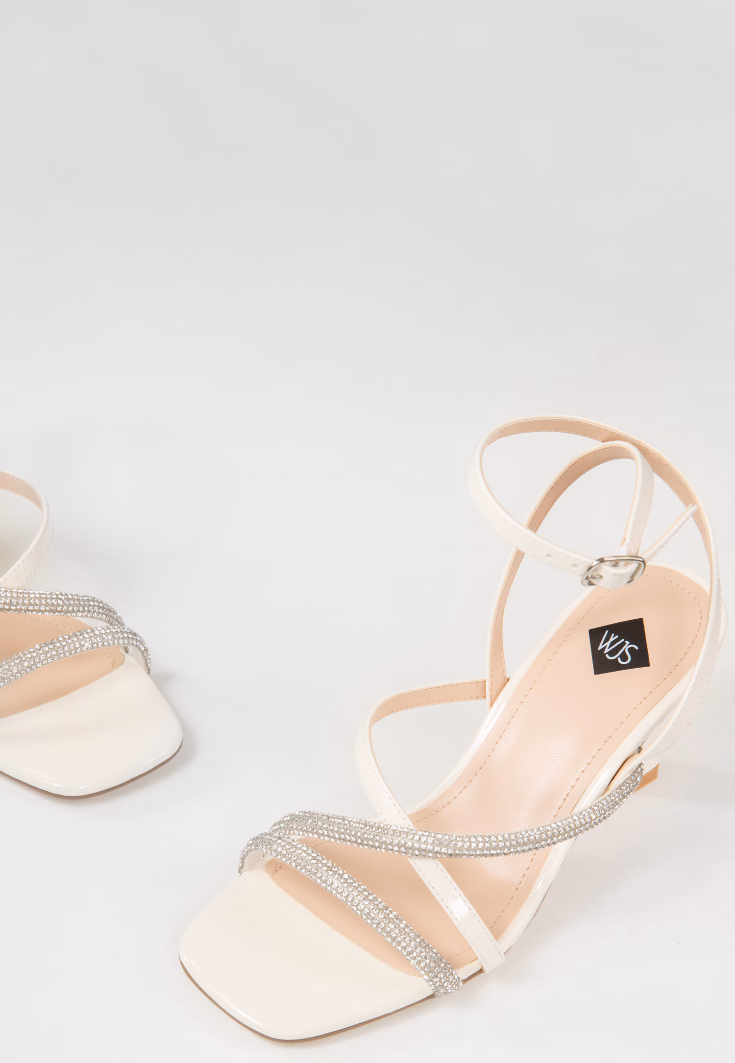 WJS beżowe sandały damskie z kryształkami