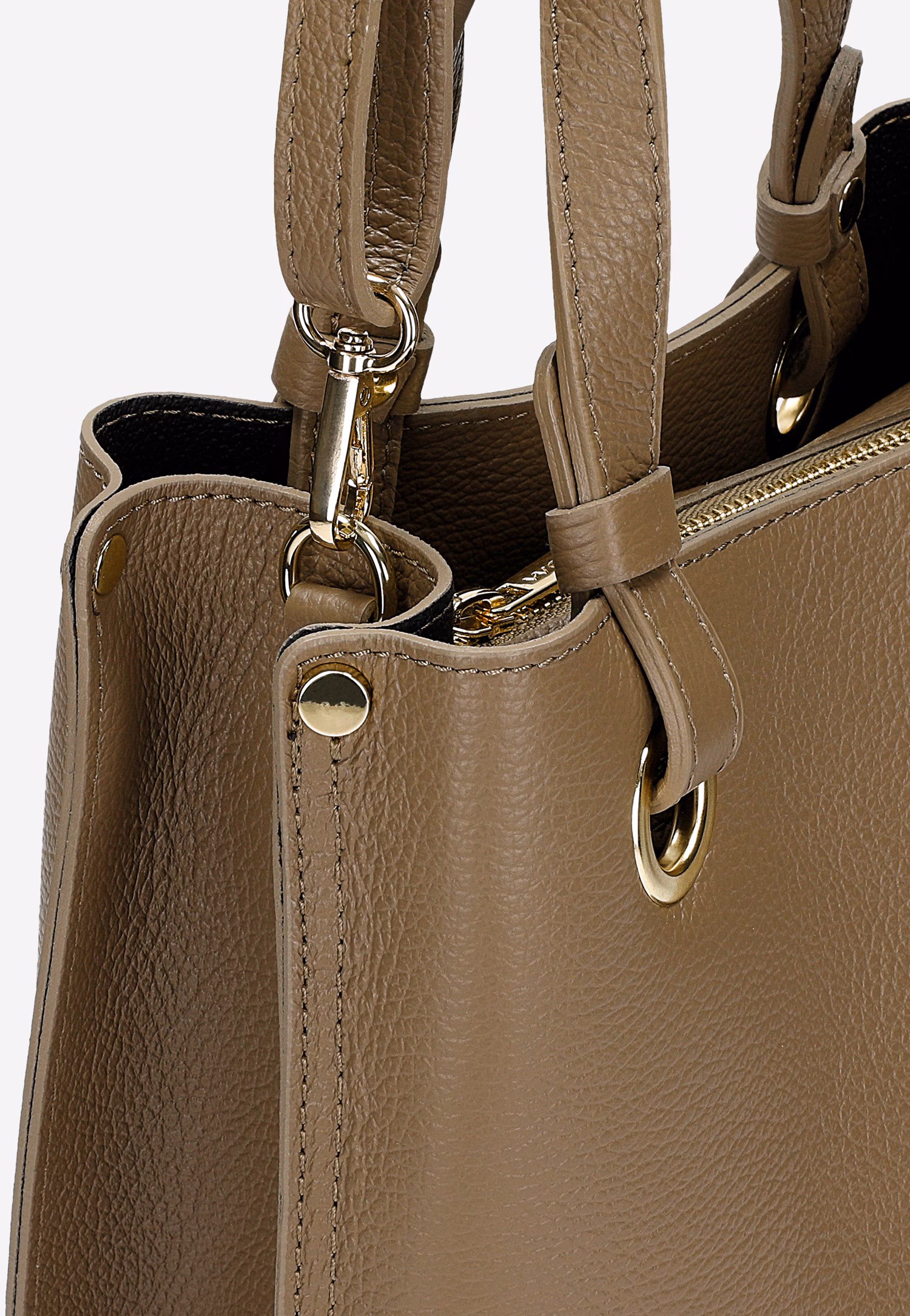 Ciemnobeżowa torebka damska ze skóry licowej