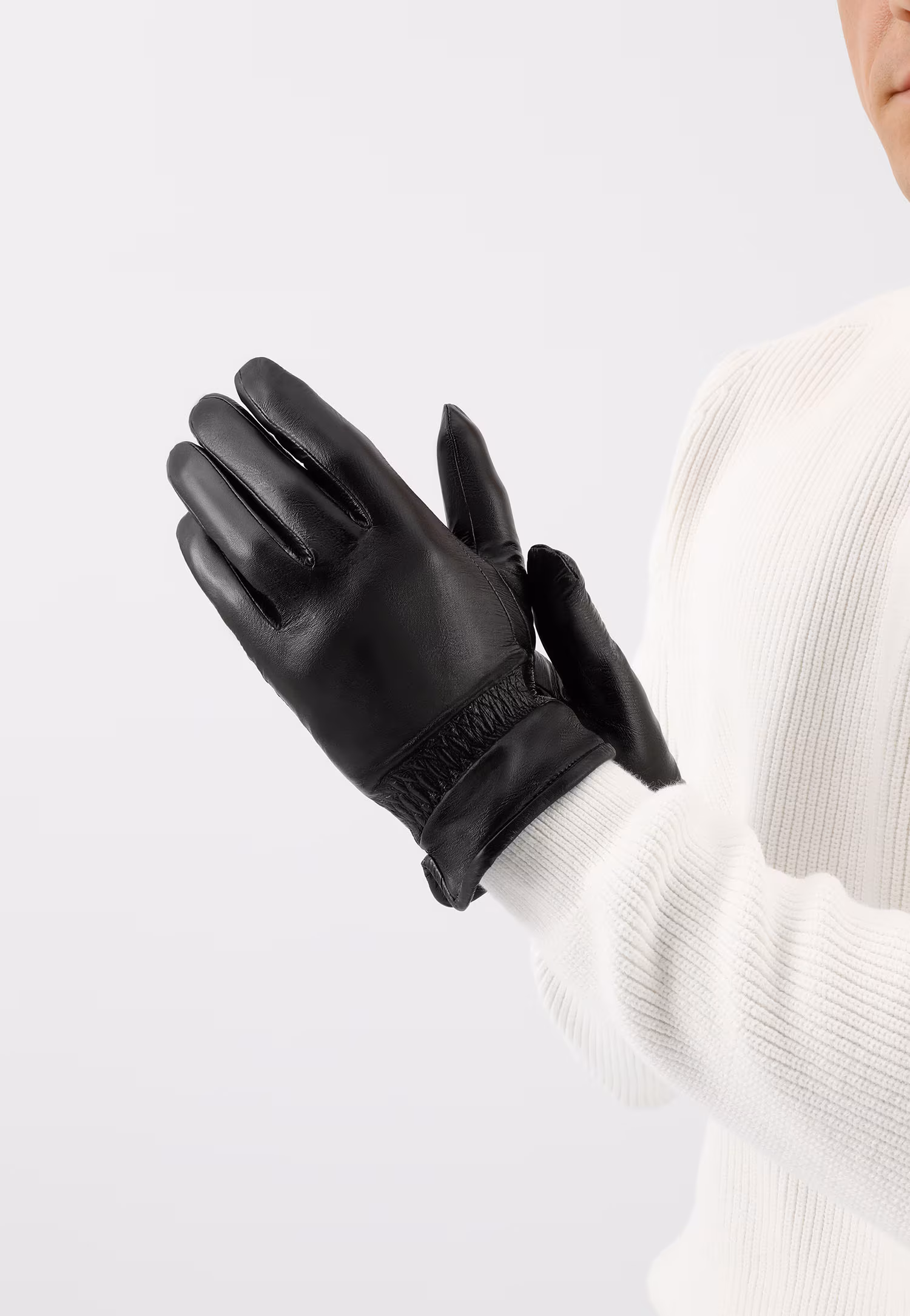 Czarne skórzane rękawiczki męskie