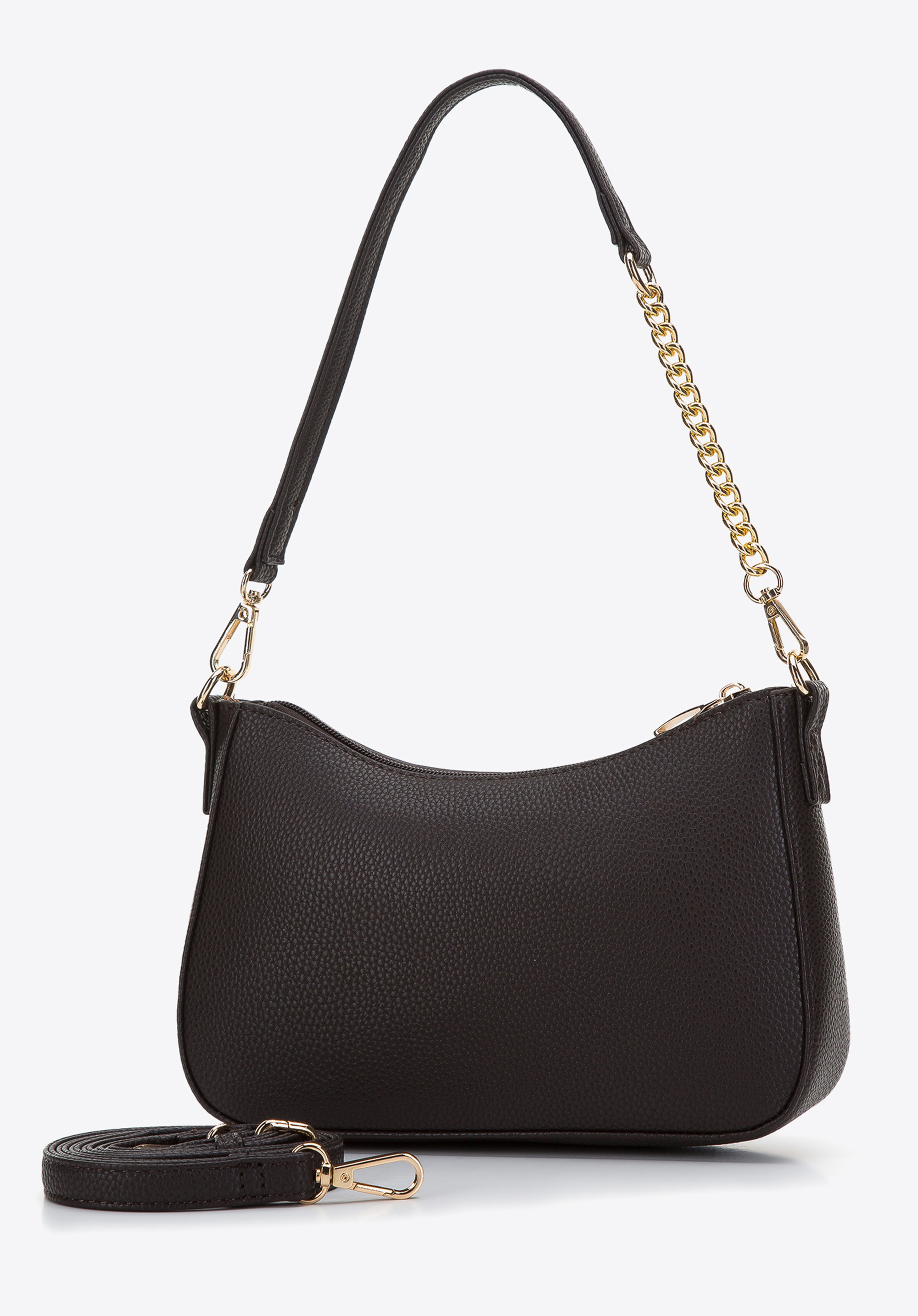 Damska torebka bagietka z groszkowanej ekoskóry z łańcuszkiem