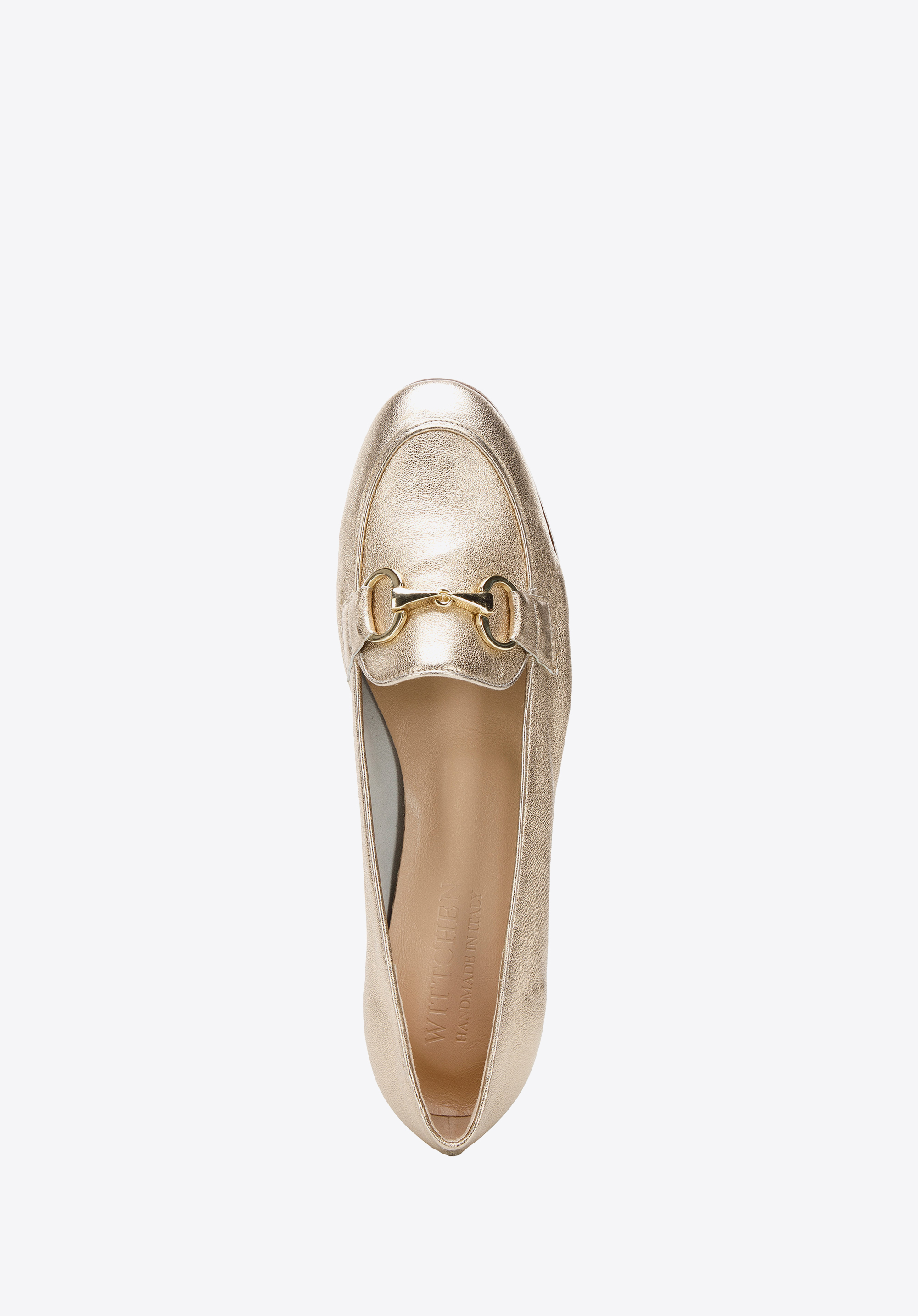 Damskie mokasyny skórzane z klamerką na płaskim obcasie