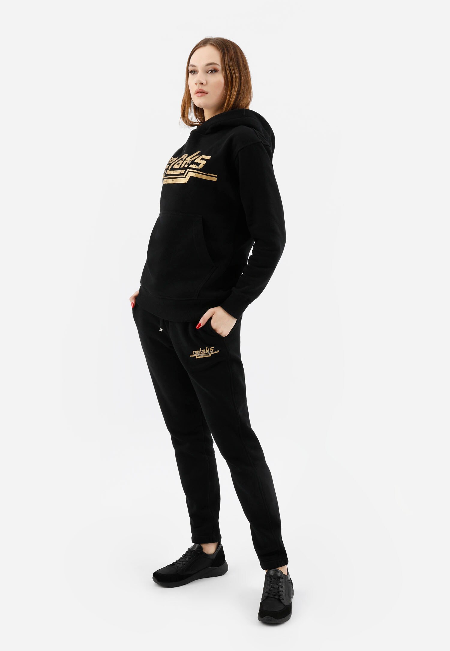 Czarna bluza damska z kapturem RELAKS