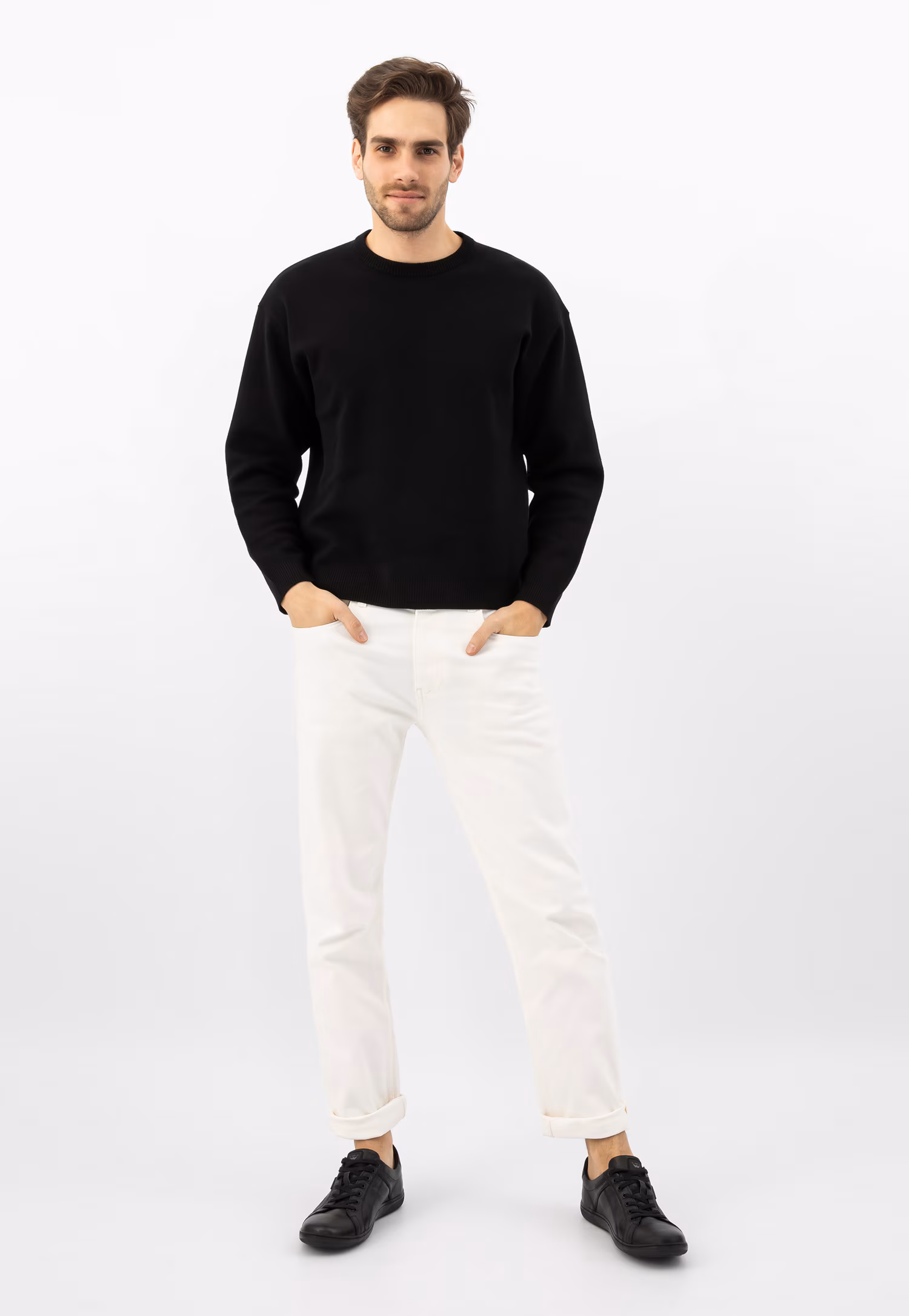 Czarne skórzane trampki męskie