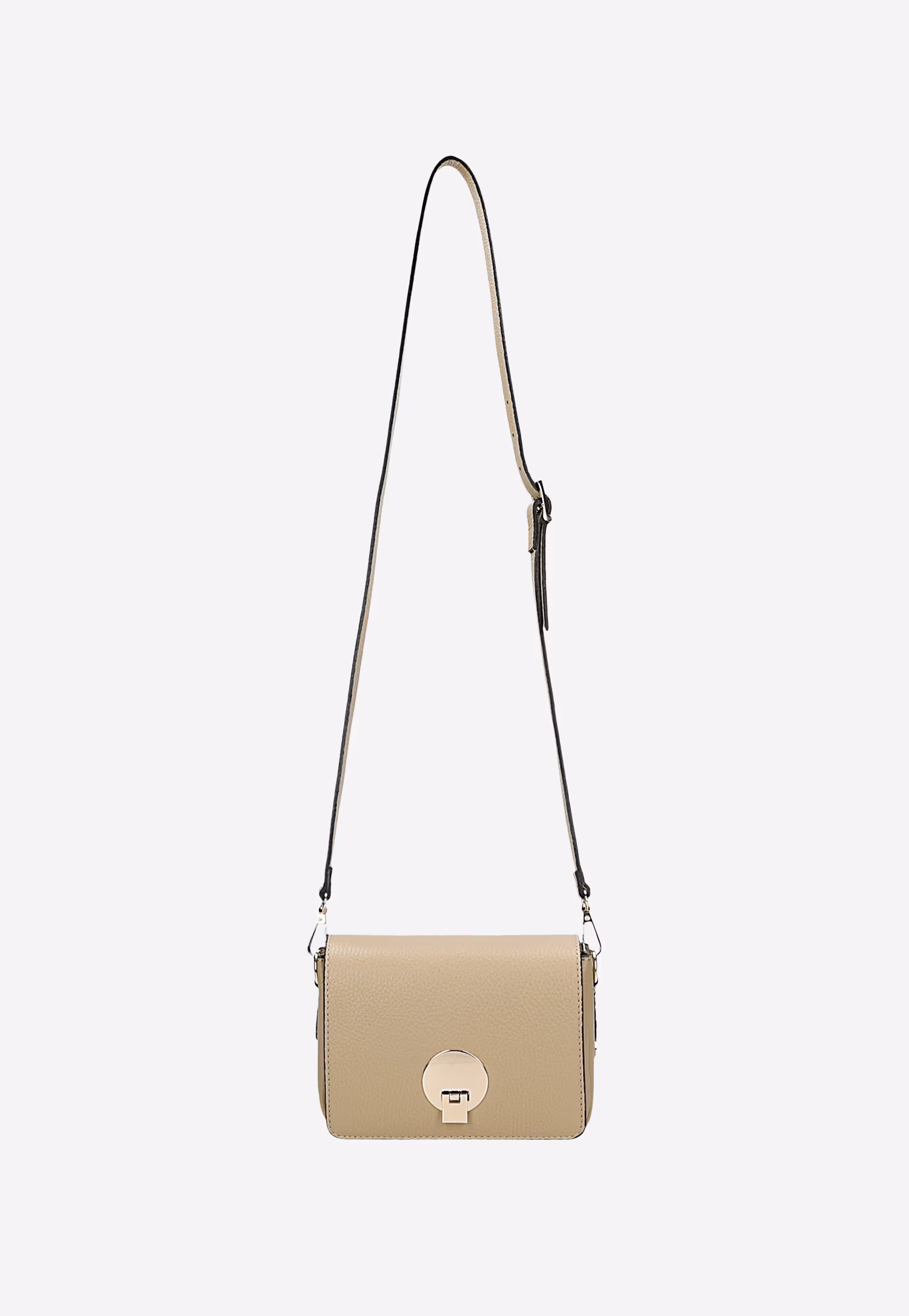 Mała beżowa torebka skórzana crossbody bag