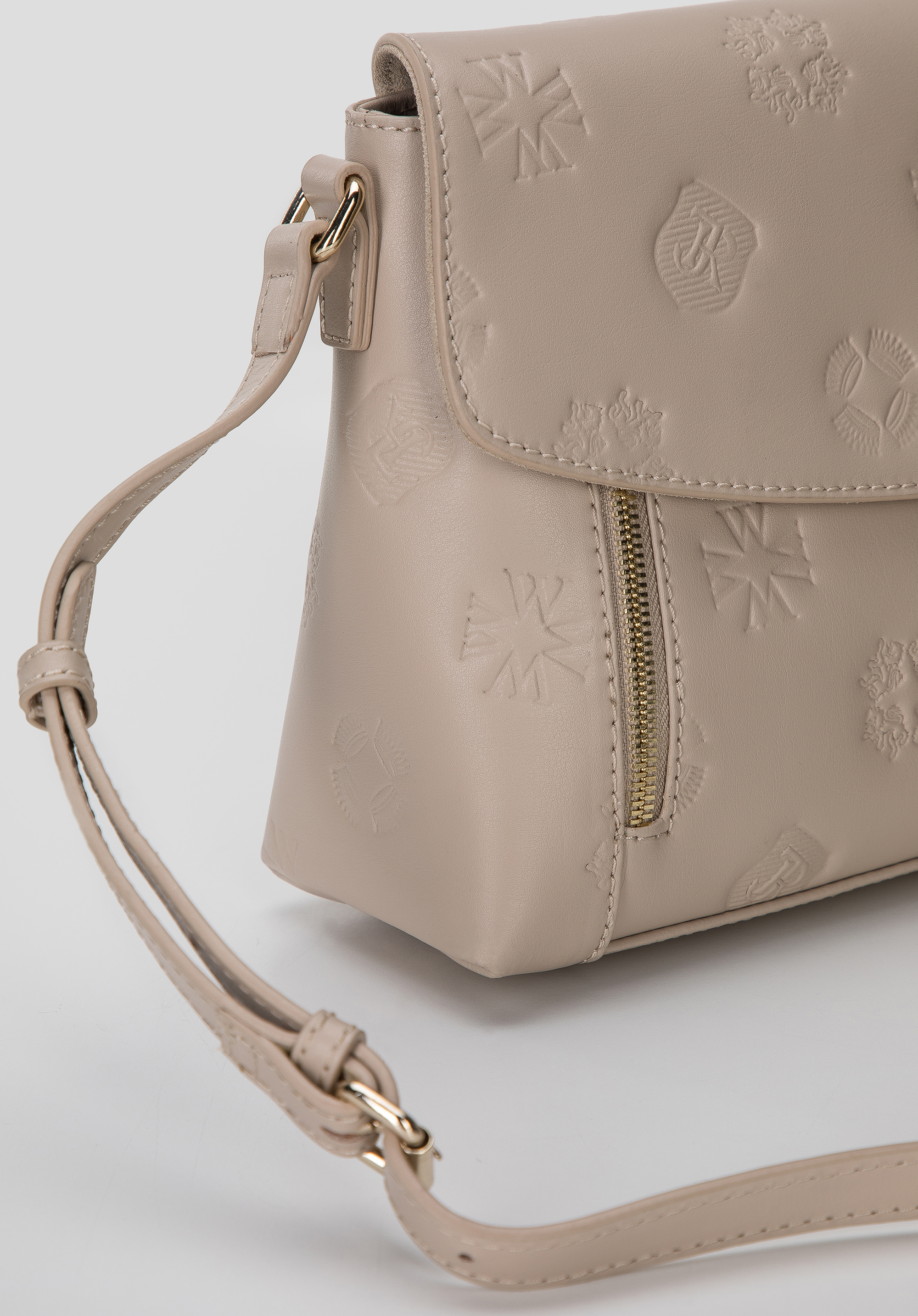 Damska listonoszka skórzana w monogram z pionowymi suwakami