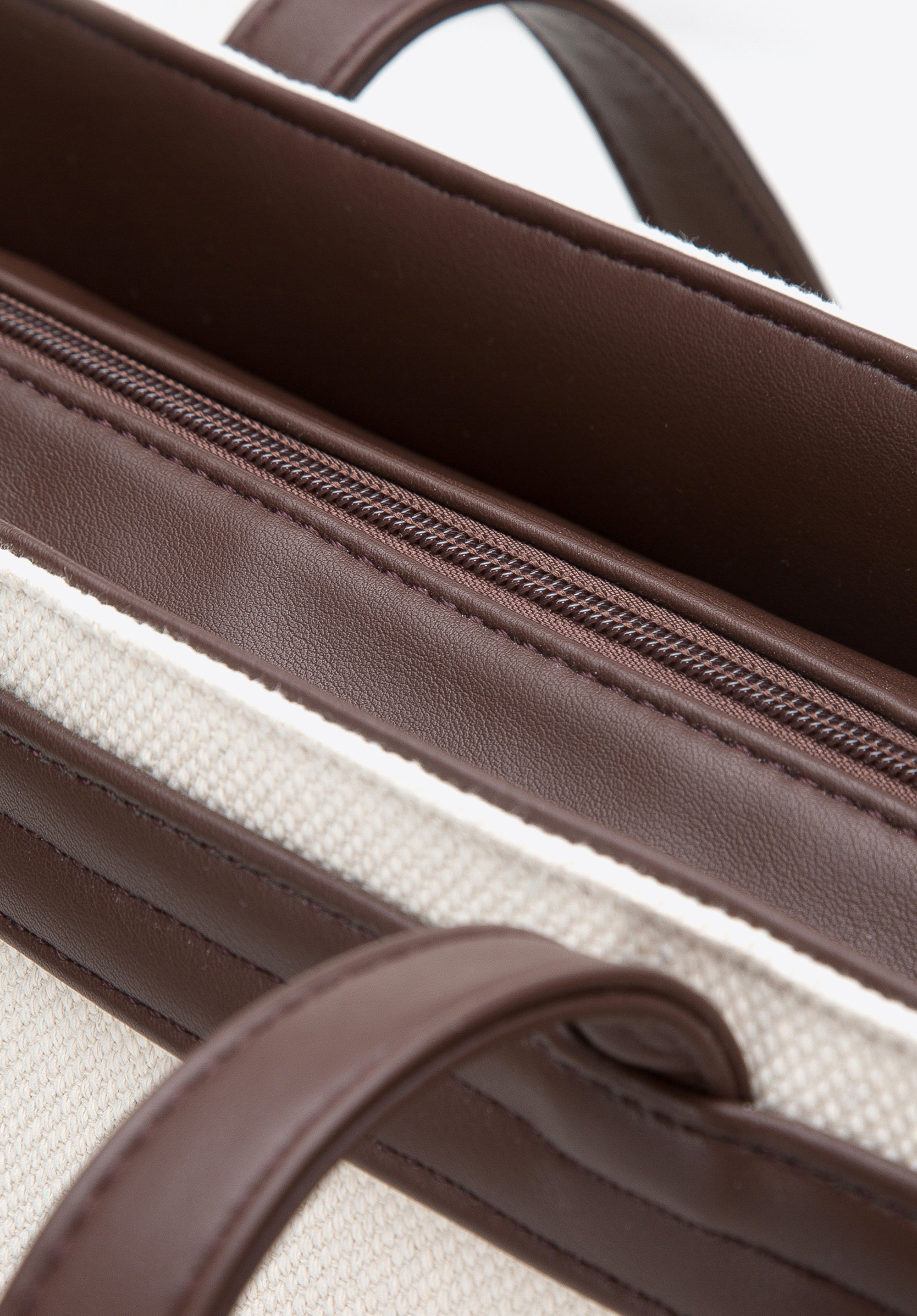 Torebka shopperka z bawełny z troczkami z ekoskóry