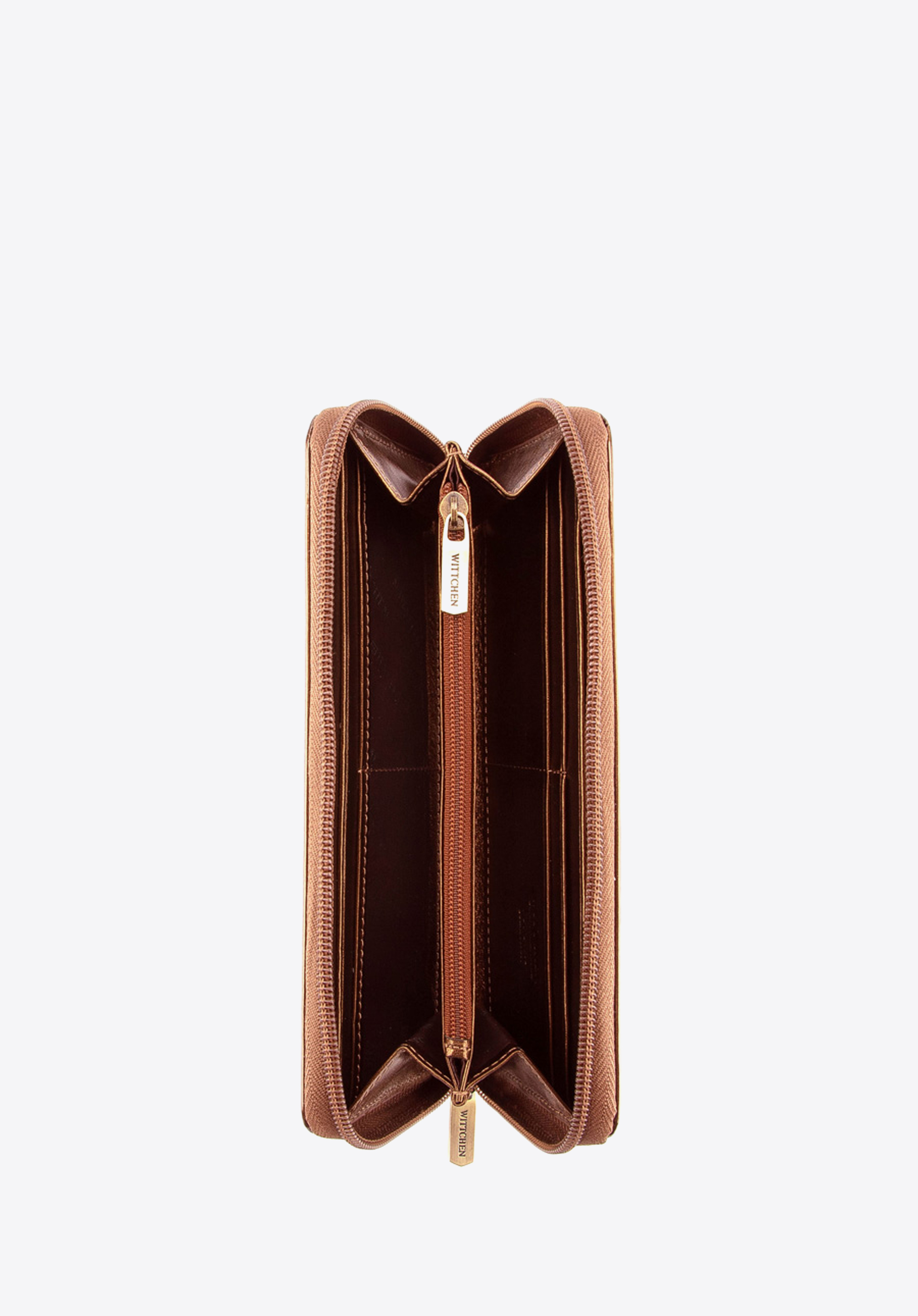 Damski portfel ze skóry lakierowany na suwak