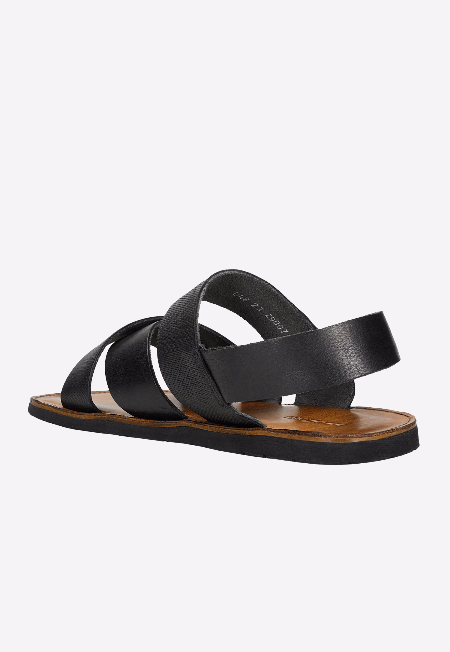 Czarne sandały męskie ze skóry licowej