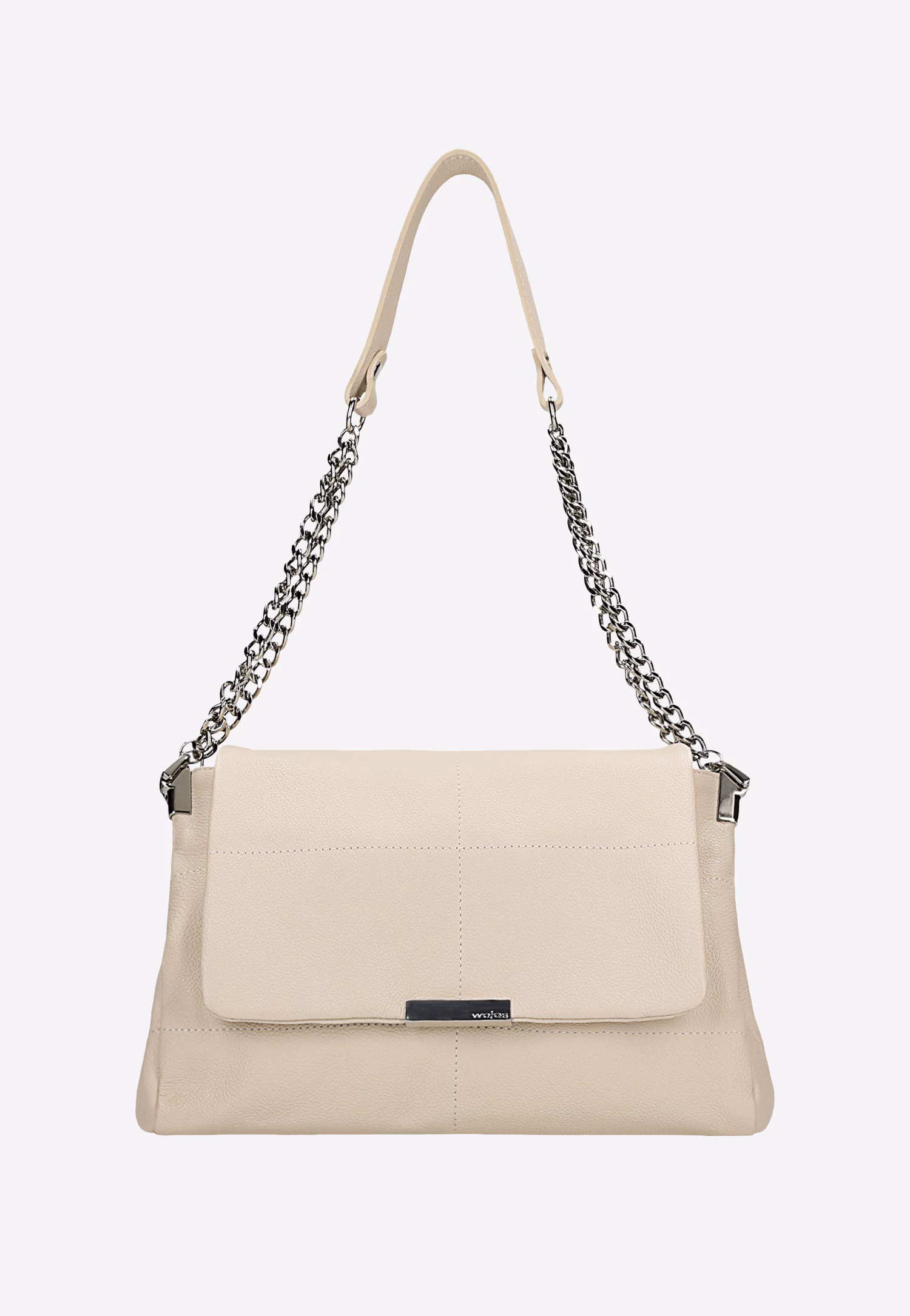 Mała beżowa skórzana torebka na co dzień