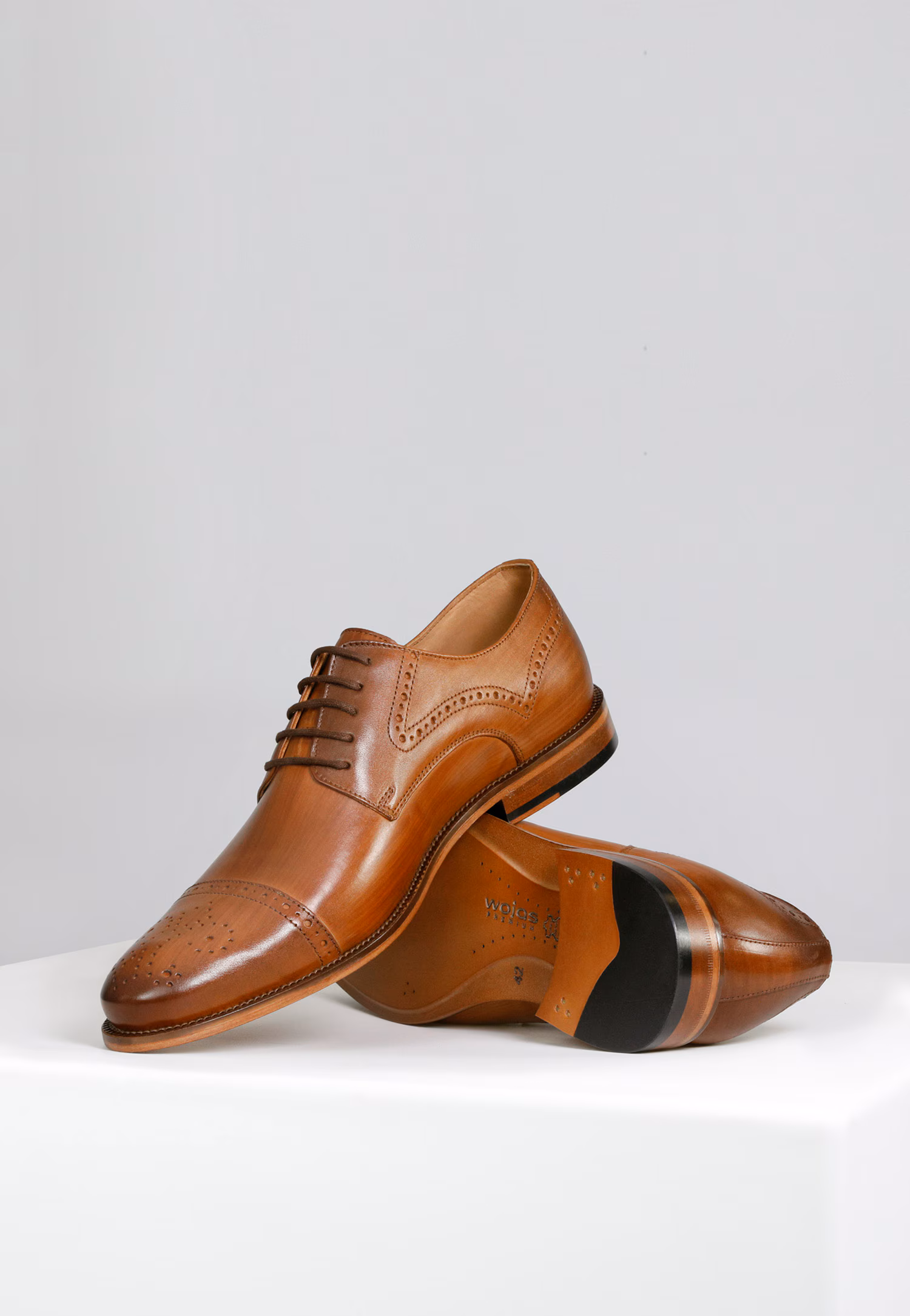 Jasnobrązowe wizytowe półbuty męskie | PREMIUM