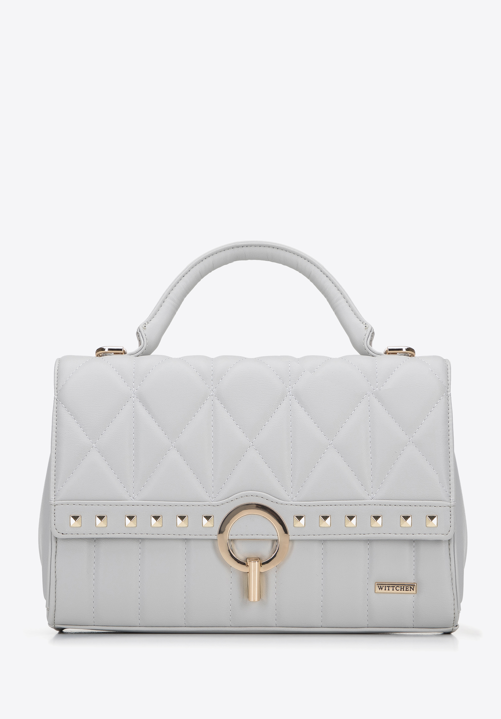 Torebka kuferek z pikowanej ekoskóry z nitami