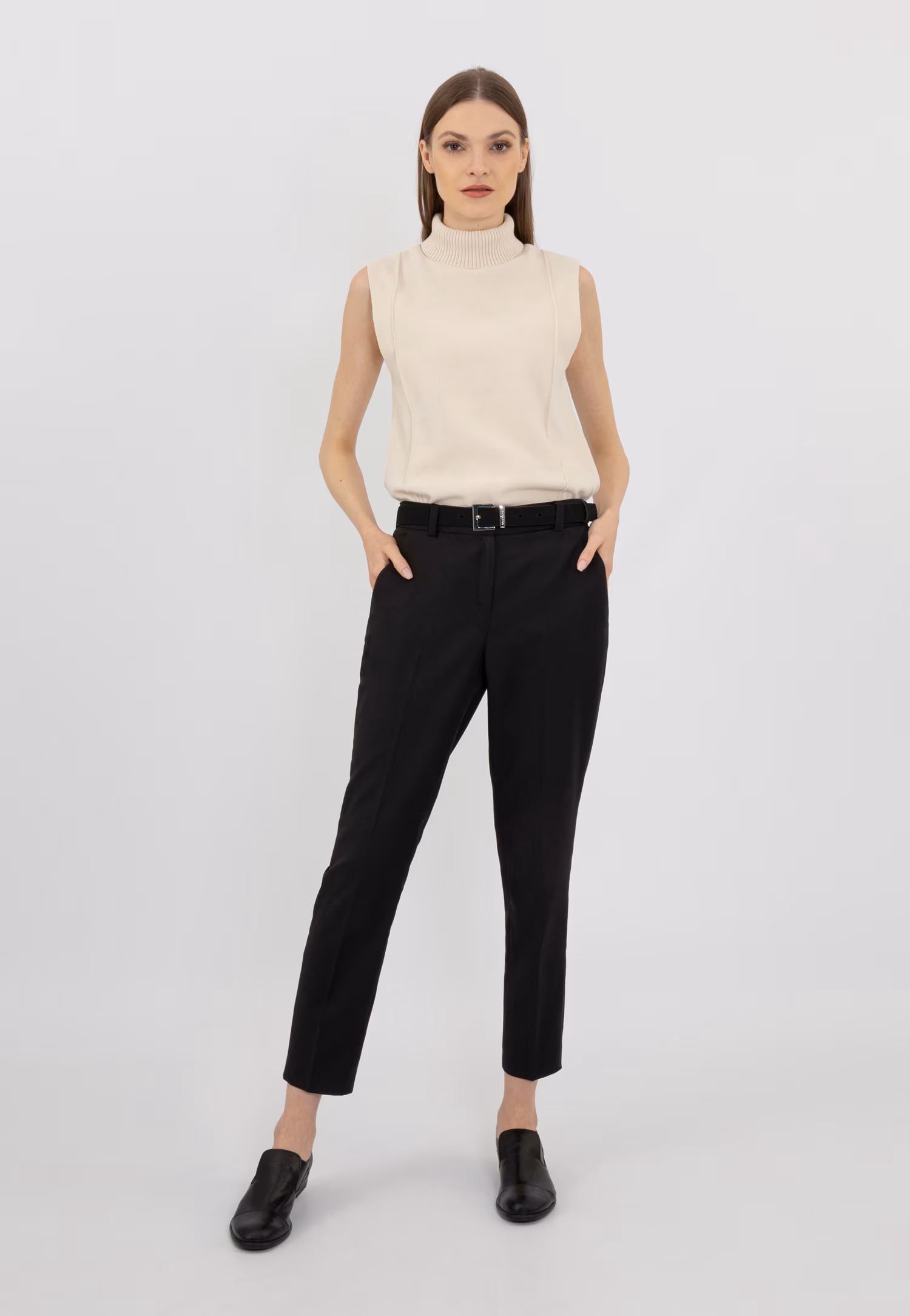 Czarne loafersy damskie ze skóry licowej