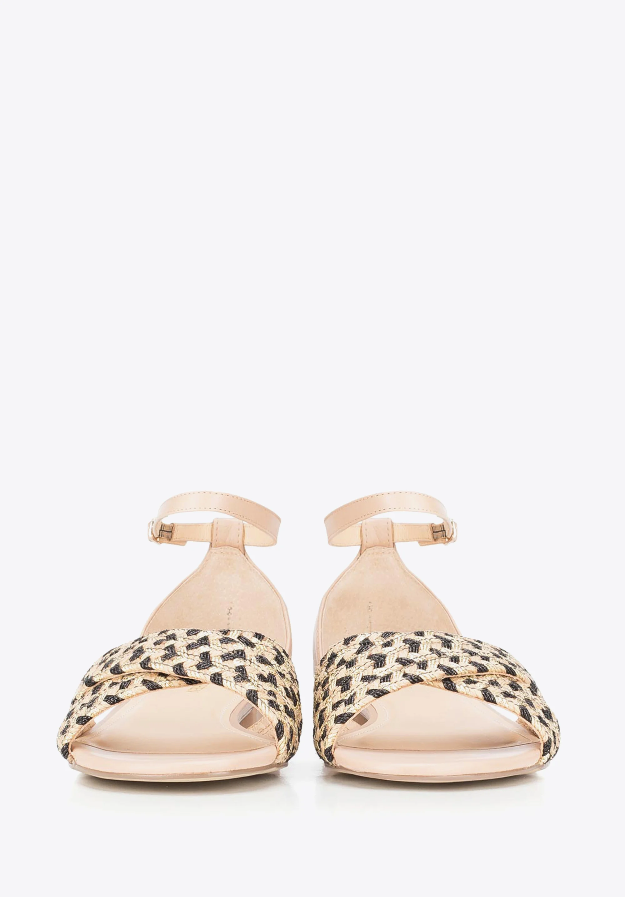 Damskie sandały skórzane z motywem plecionki