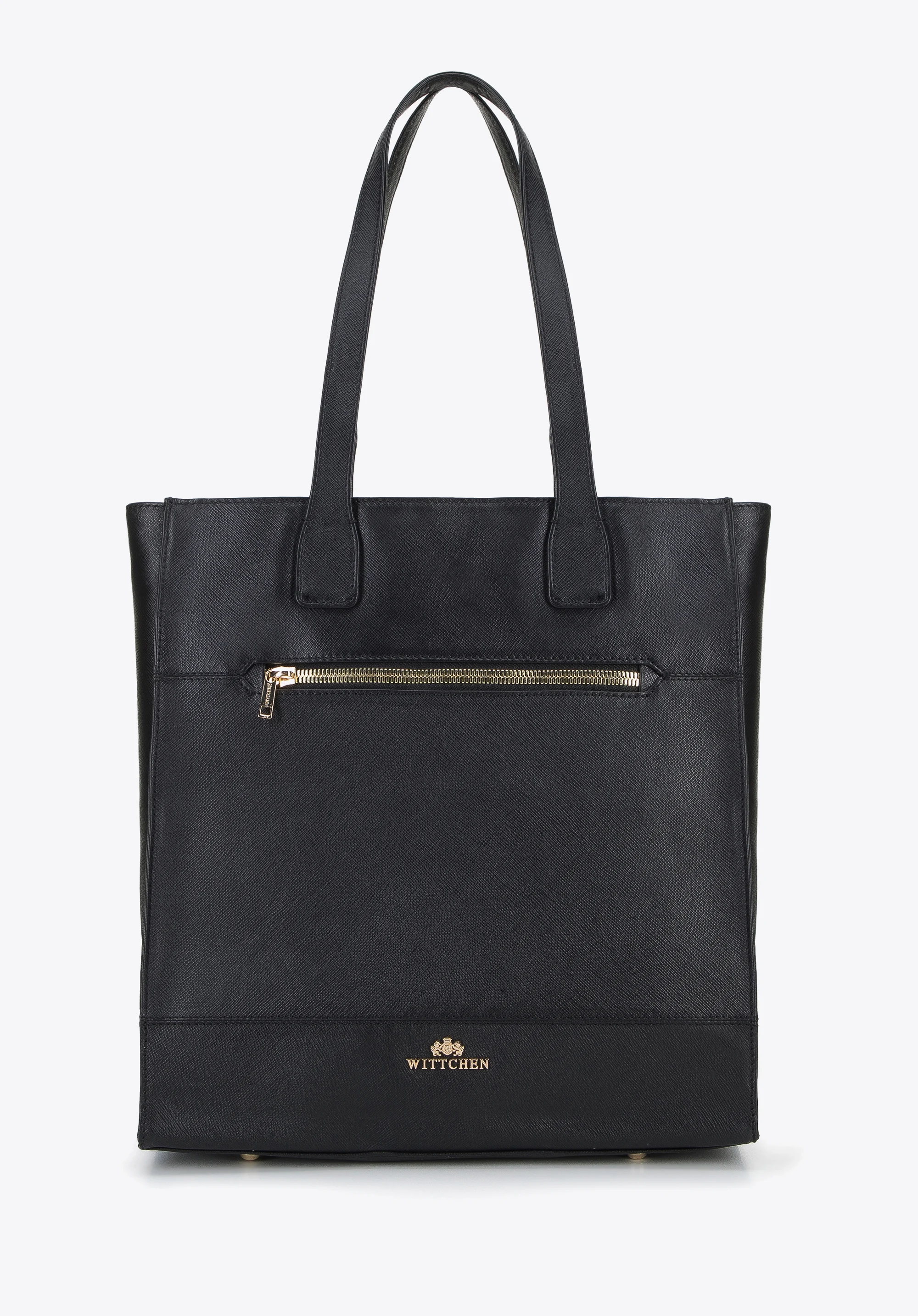 Torebka shopperka ze skóry o fakturze saffiano duża