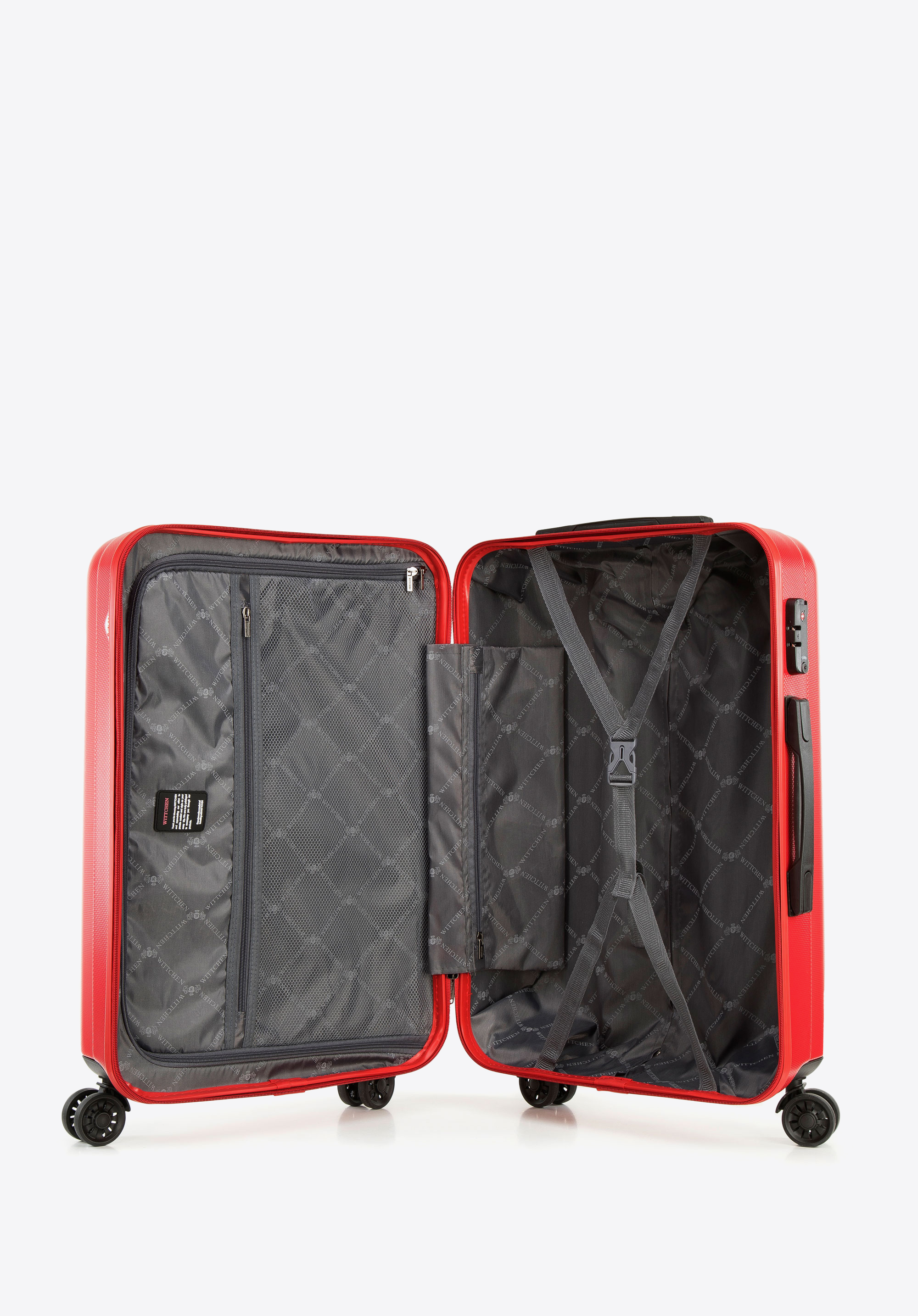 Walizka kabinowa z polikarbonu z pionowymi tłoczeniami