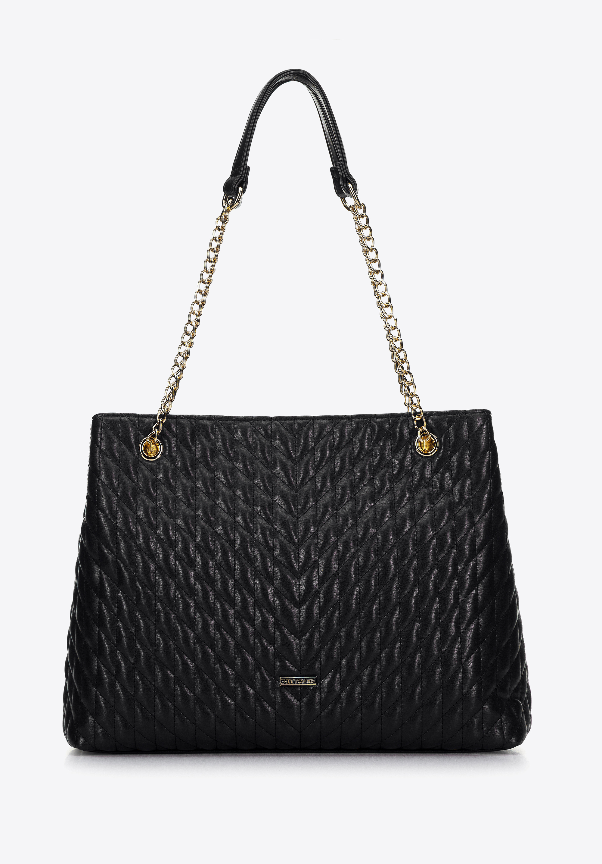 Torebka shopperka pikowana w jodełkę