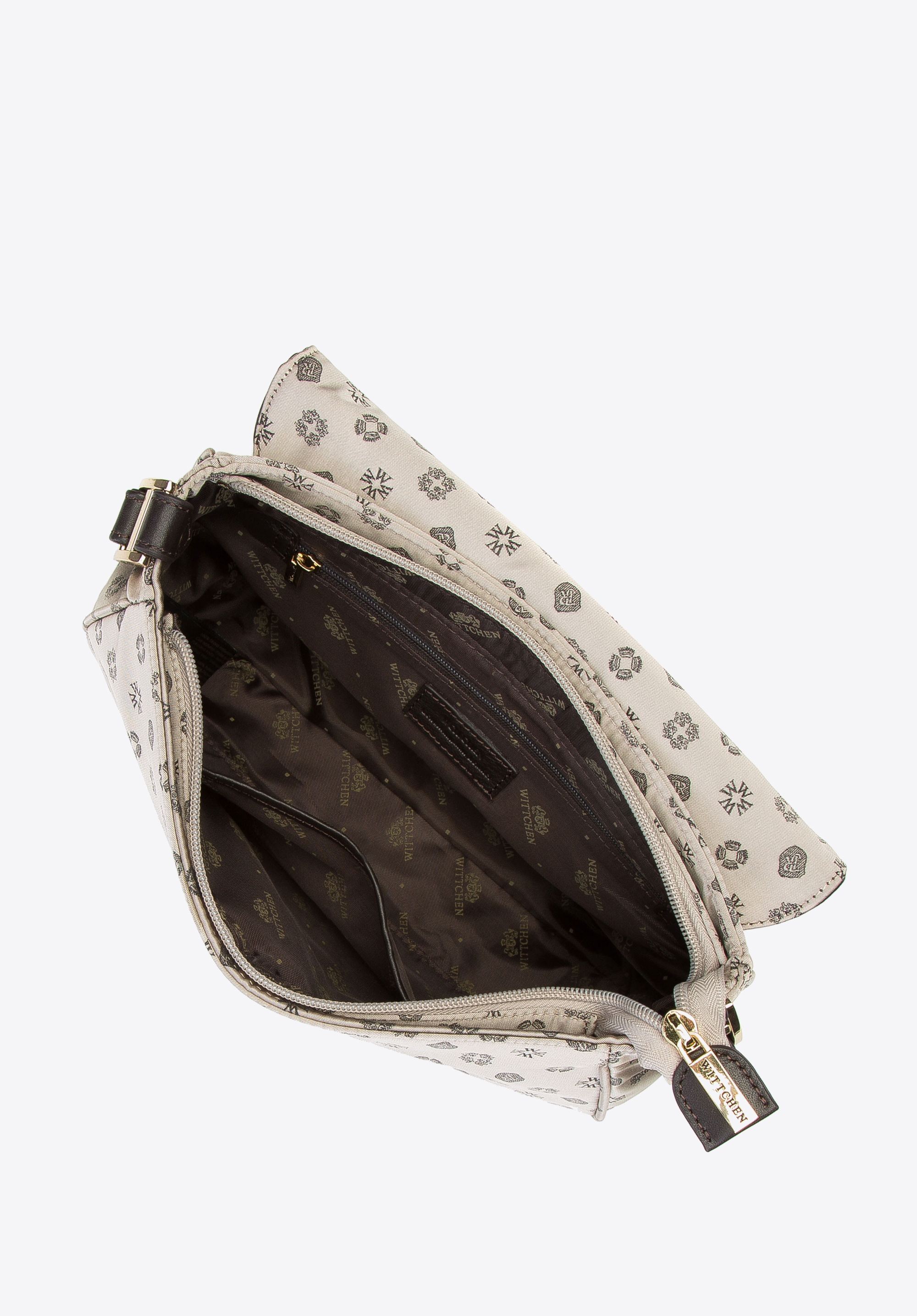 Torebka crossbody ze skóry i żakardu z monogramem