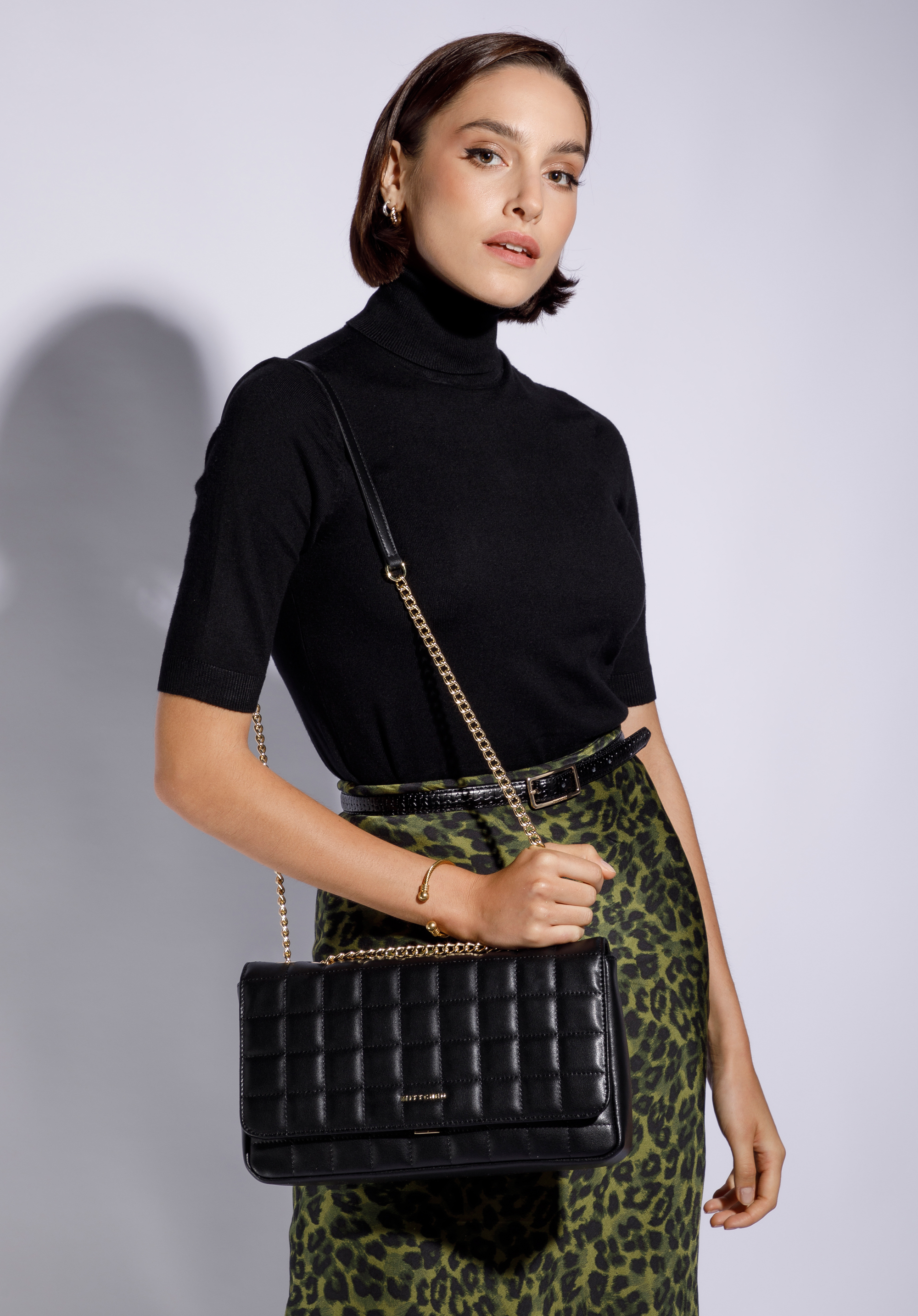 Damska torebka z pikowanej skóry podłużna