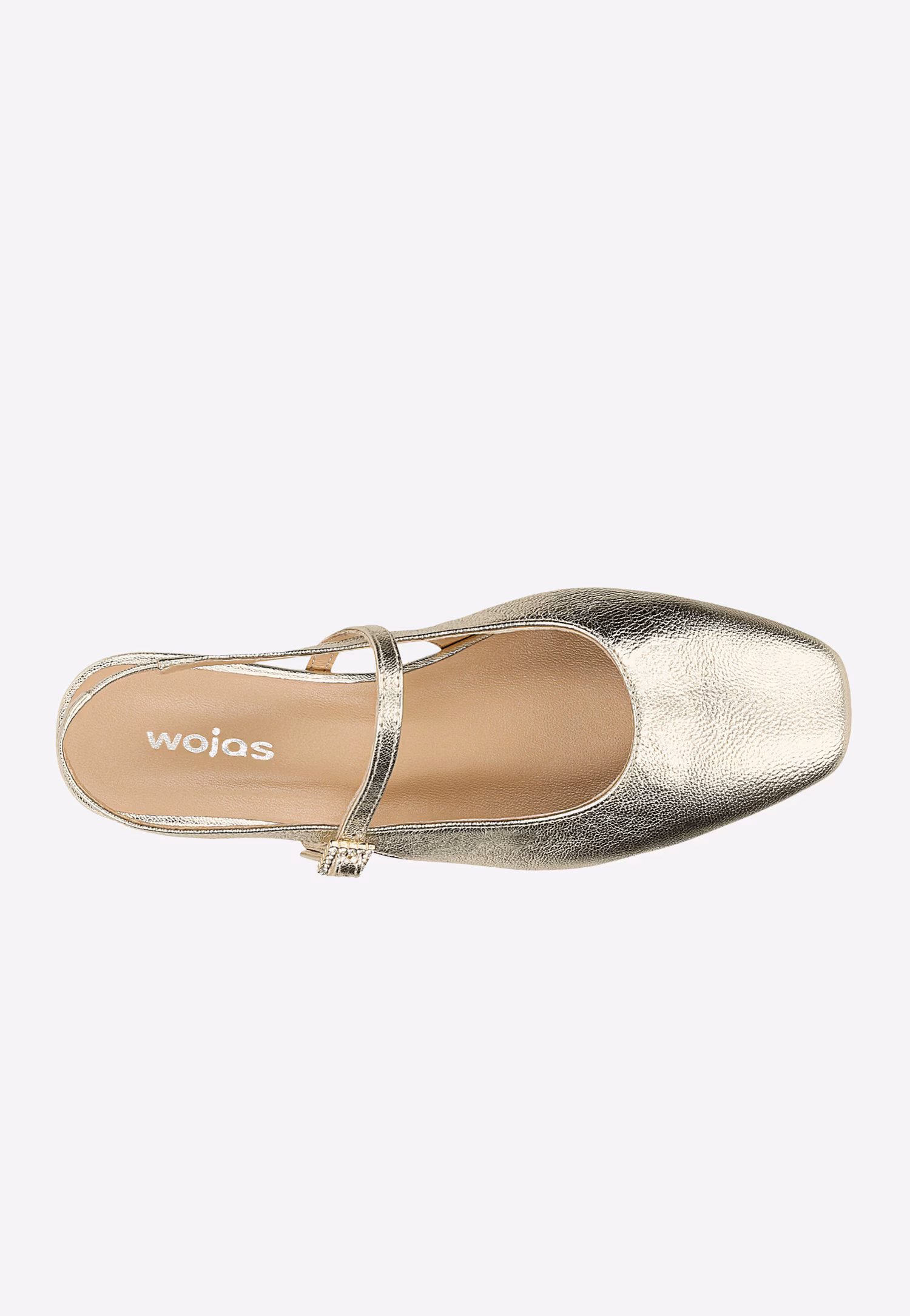 Złote baleriny z odkrytą piętą