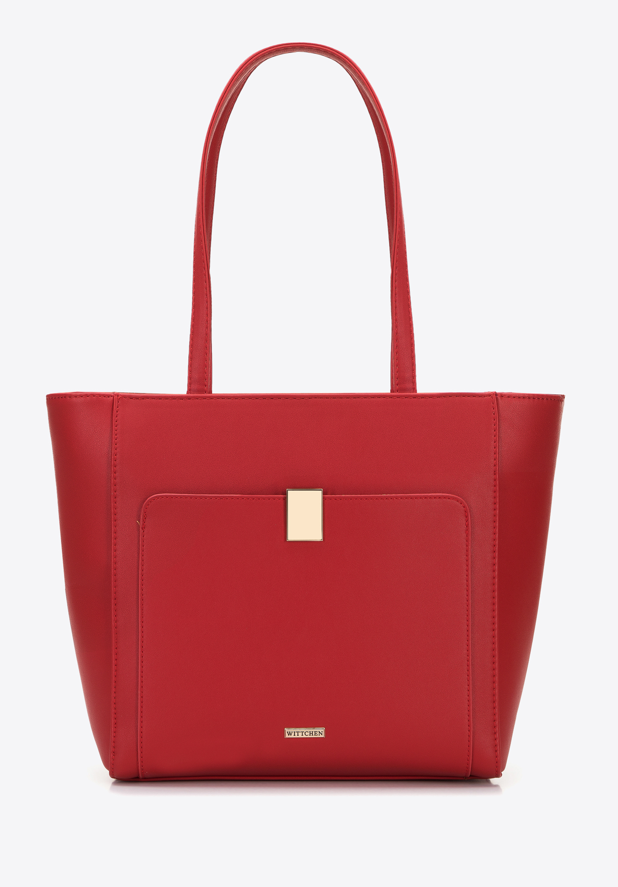 Torebka shopperka z ekoskóry z prostokątną klamrą