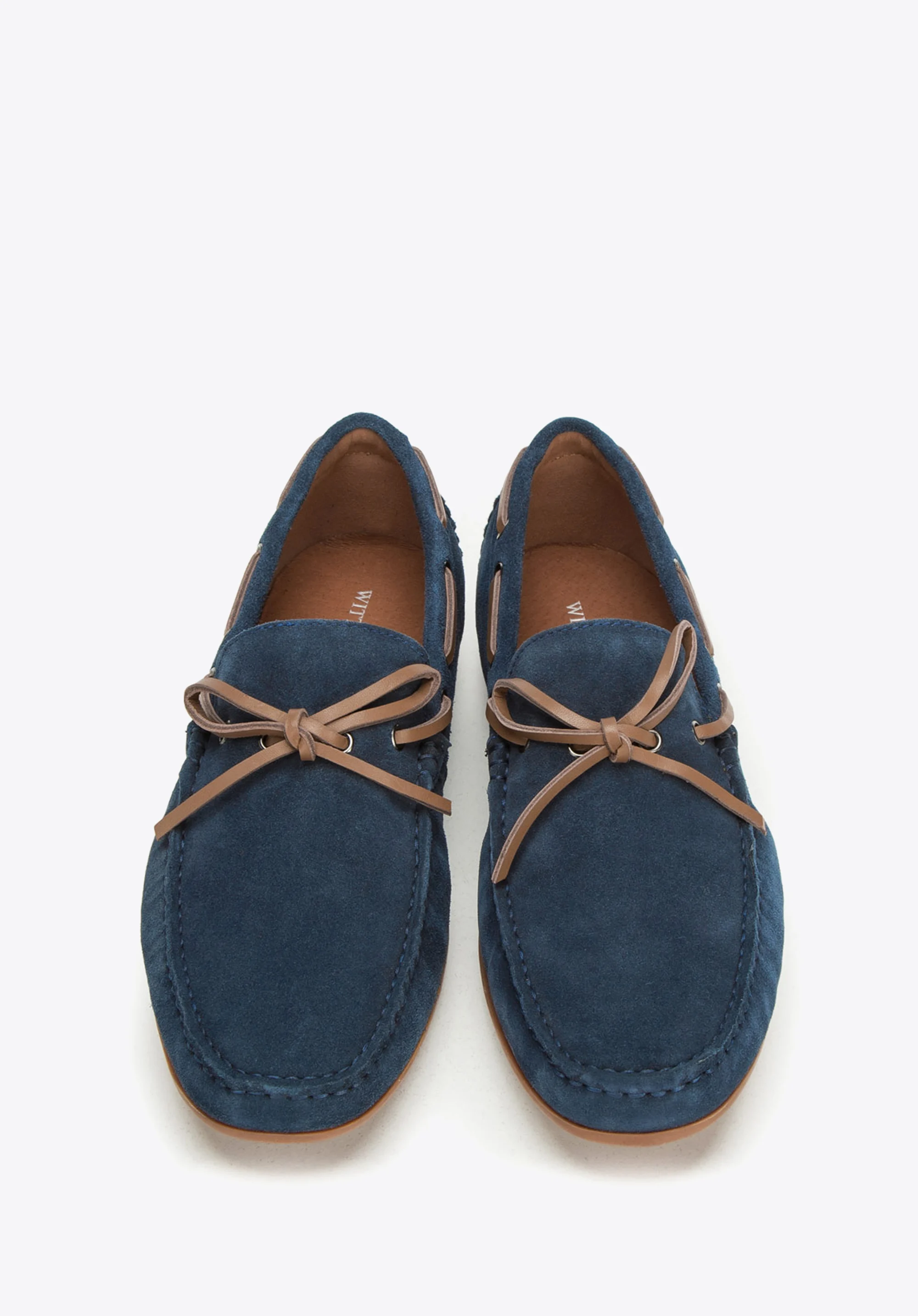 Męskie mokasyny z nubukowe ze sznurowaniem