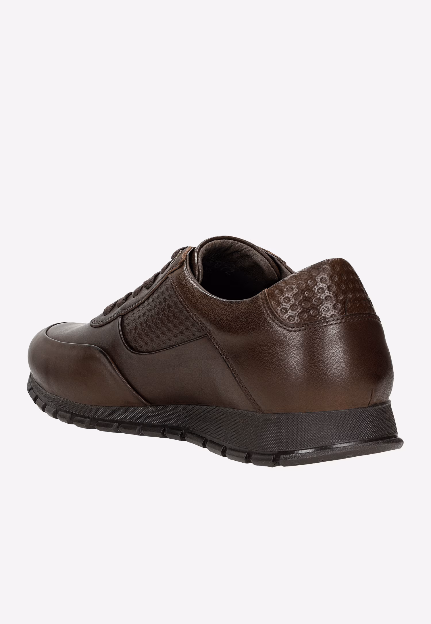 Czarne skórzane półbuty męskie typu sneakers