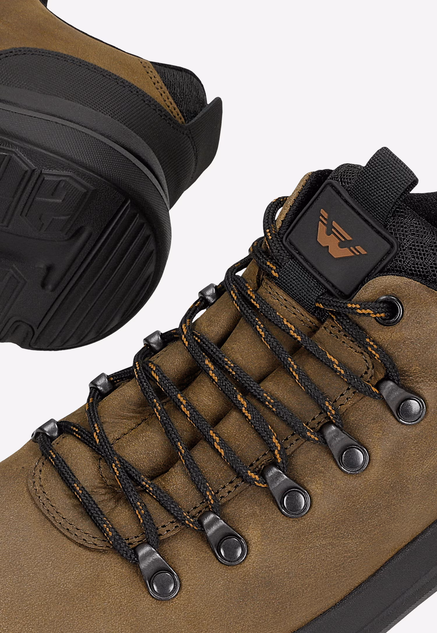 Brązowo-czarne niskie trekkingi męskie ze skóry crazy horse