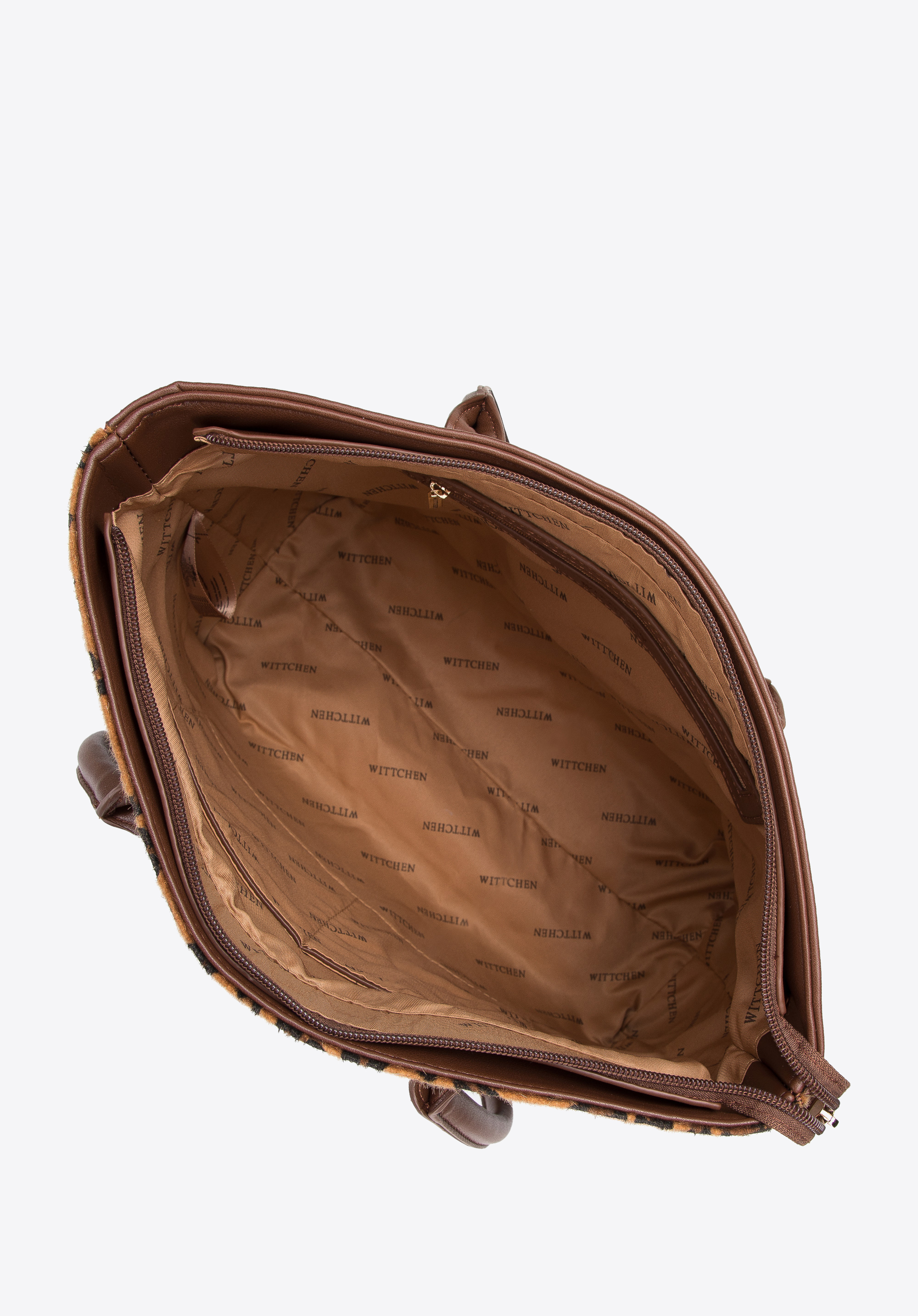 Torebka shopperka z ozdobną wstawką w zwierzęcy wzór