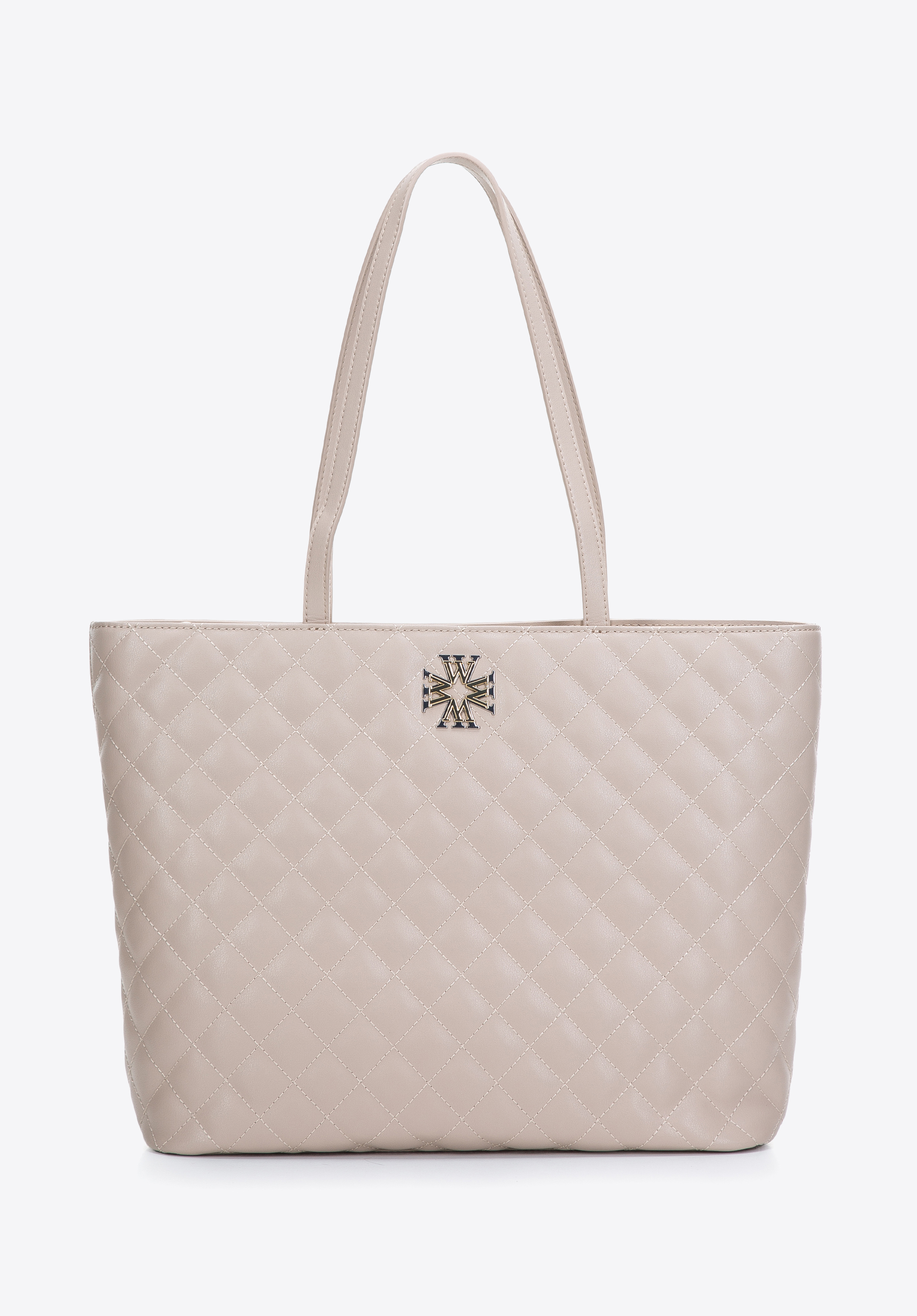 Torebka shopperka skórzana z ozdobnym monogramem