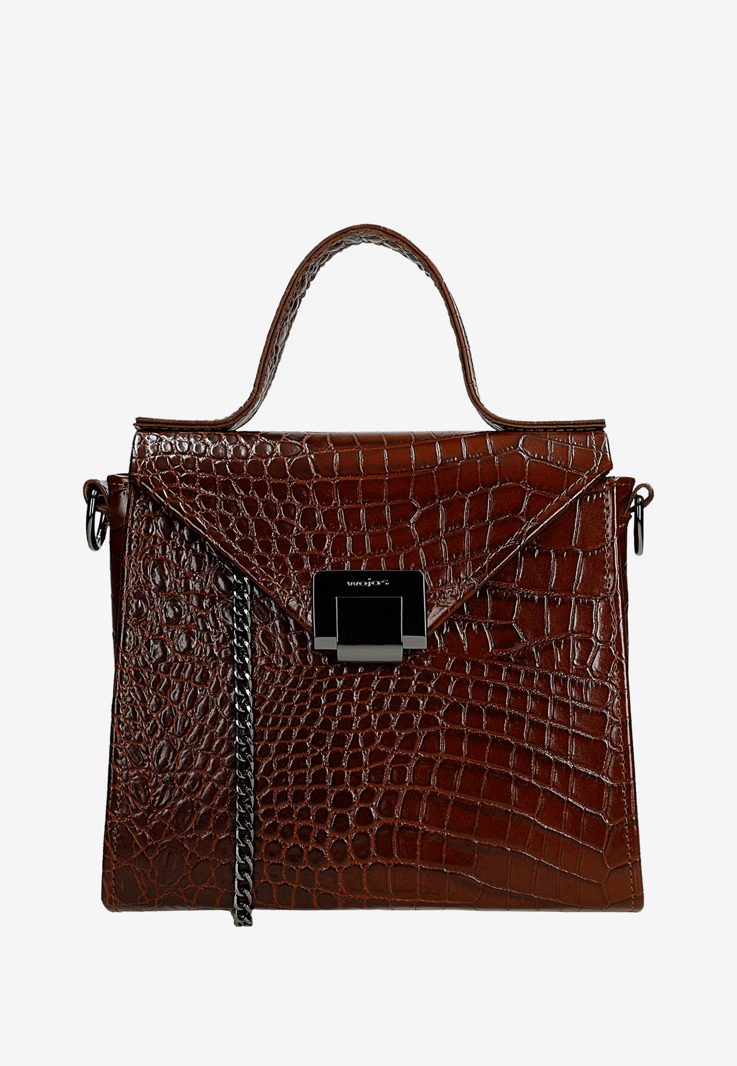 Brązowa torebka damska z tłoczonej skóry