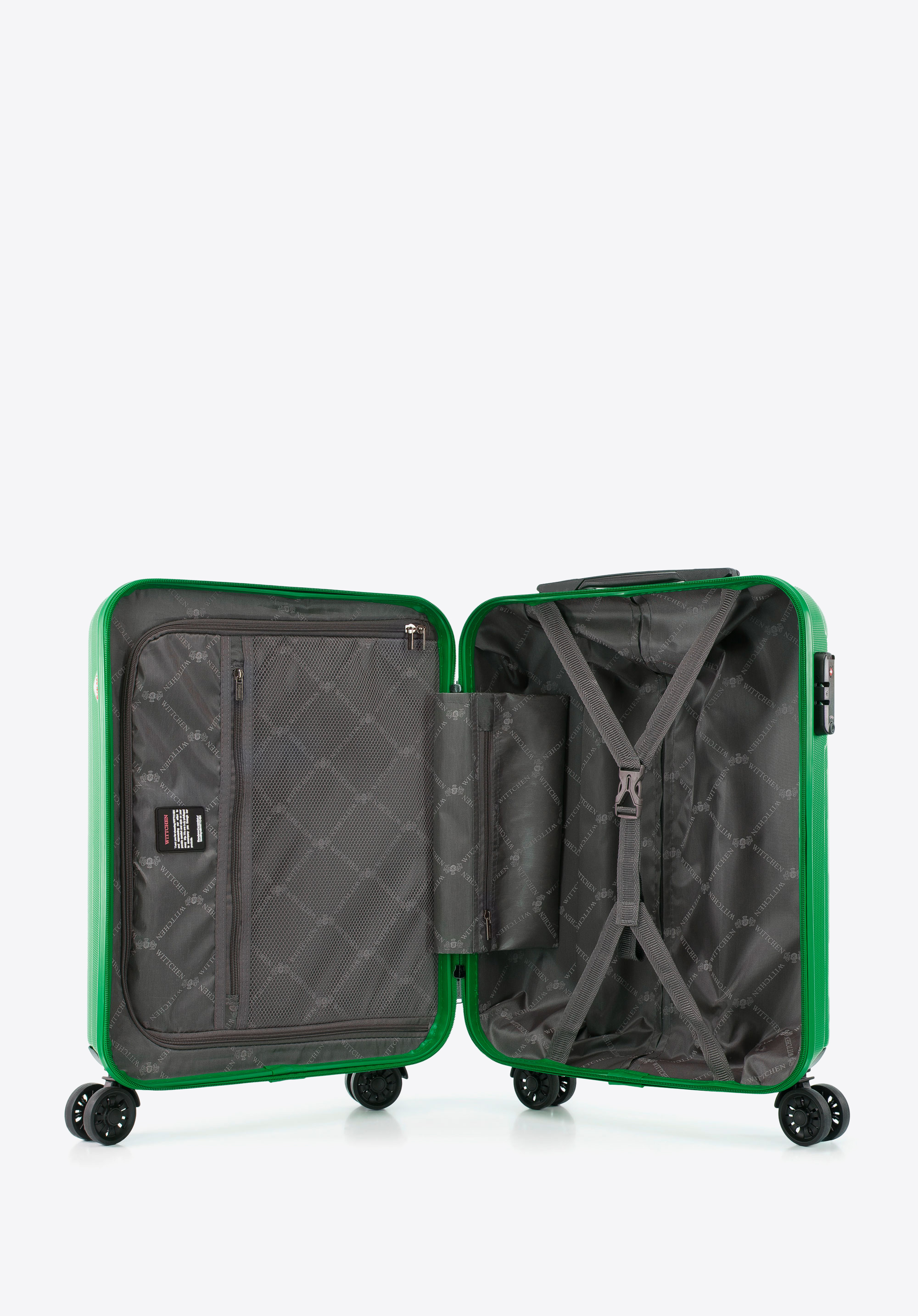 Walizka kabinowa z polikarbonu z pionowymi tłoczeniami