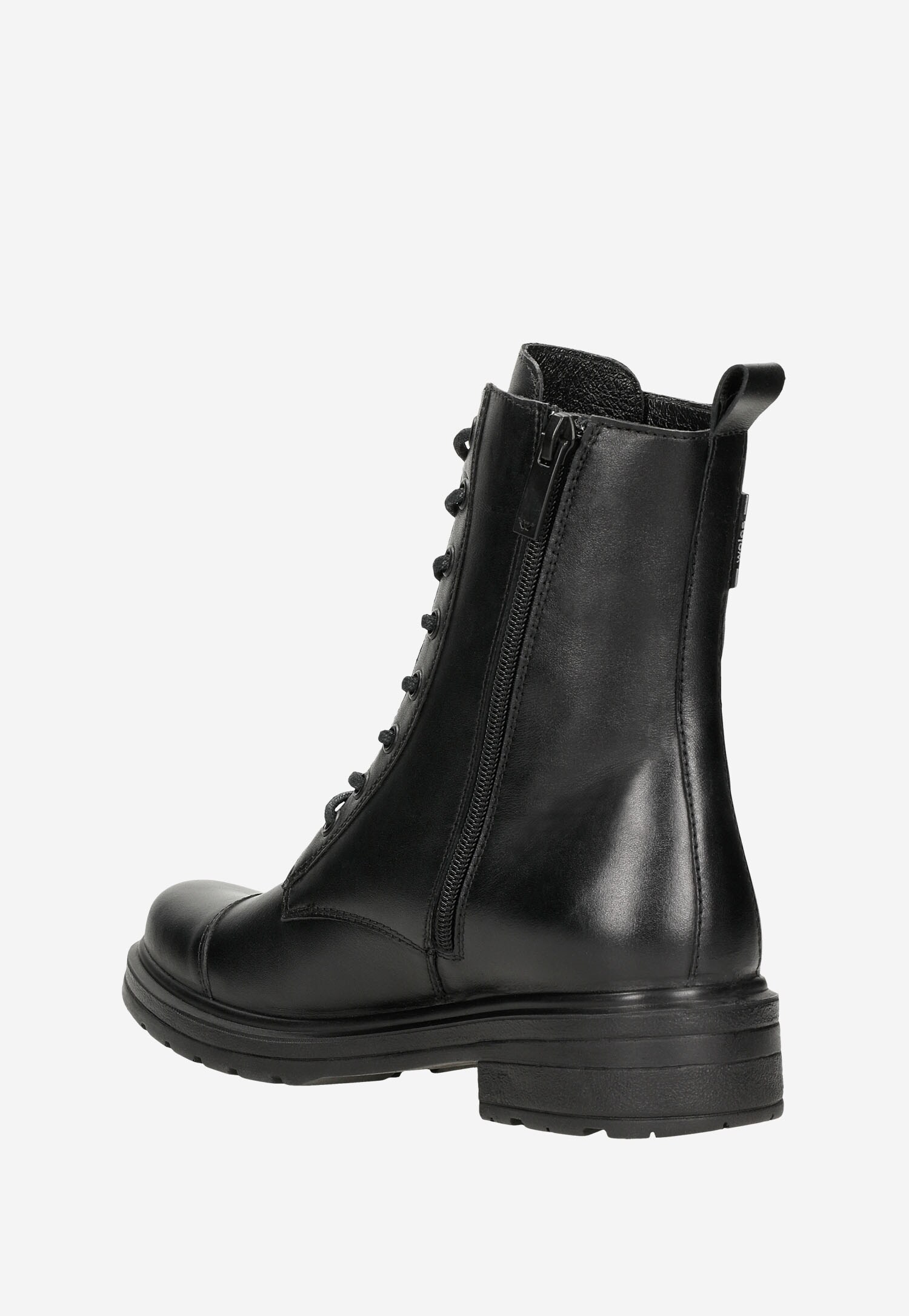 Czarne skórzane trzewiki damskie z ociepleniem