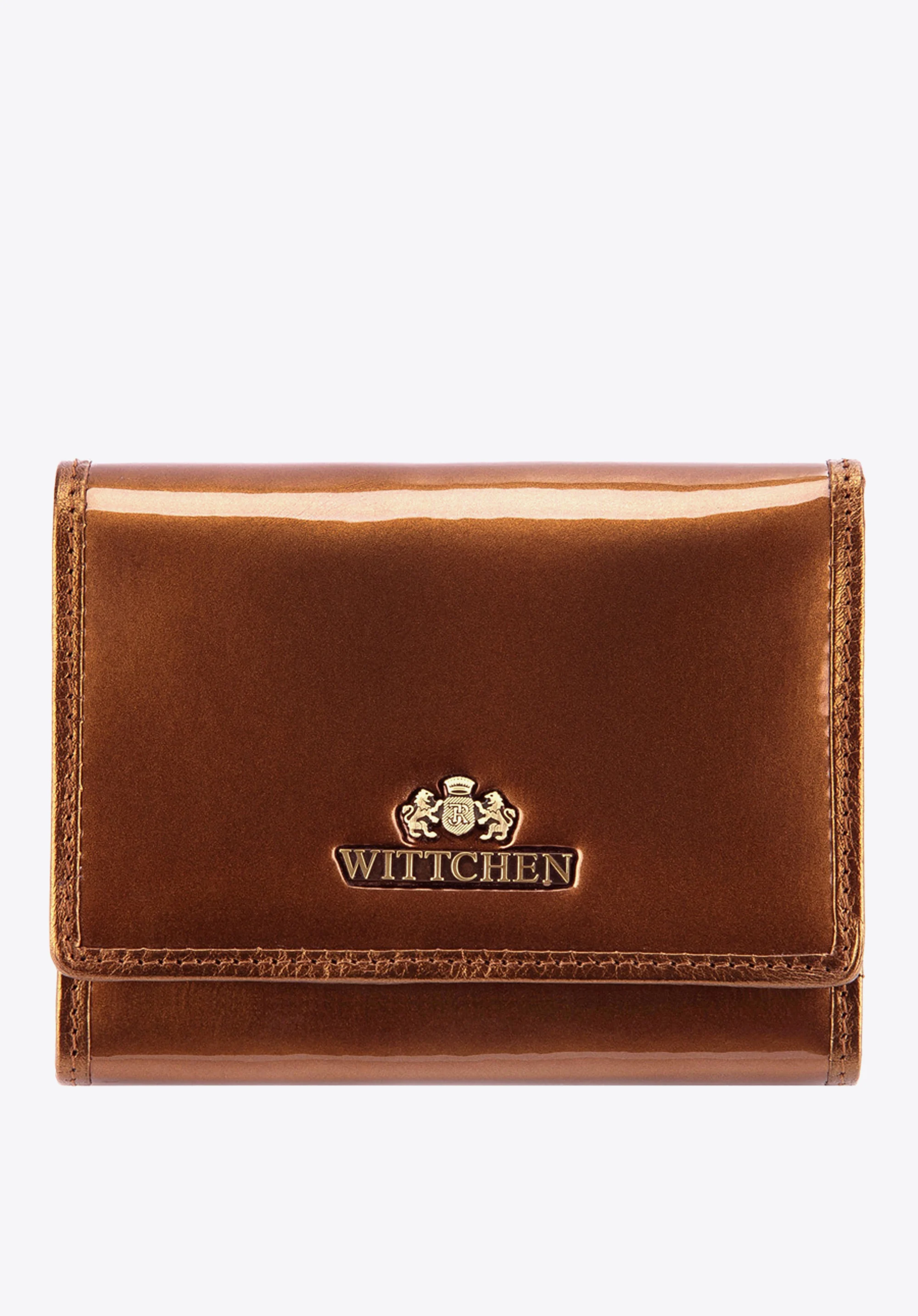 Damski portfel ze skóry lakierowany średni