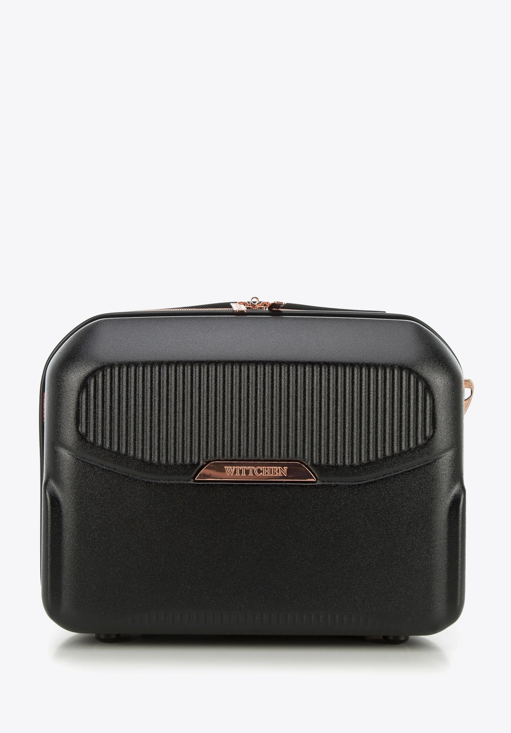 Walizka kabinowa z polikarbonu z suwakiem w kolorze różowego złota