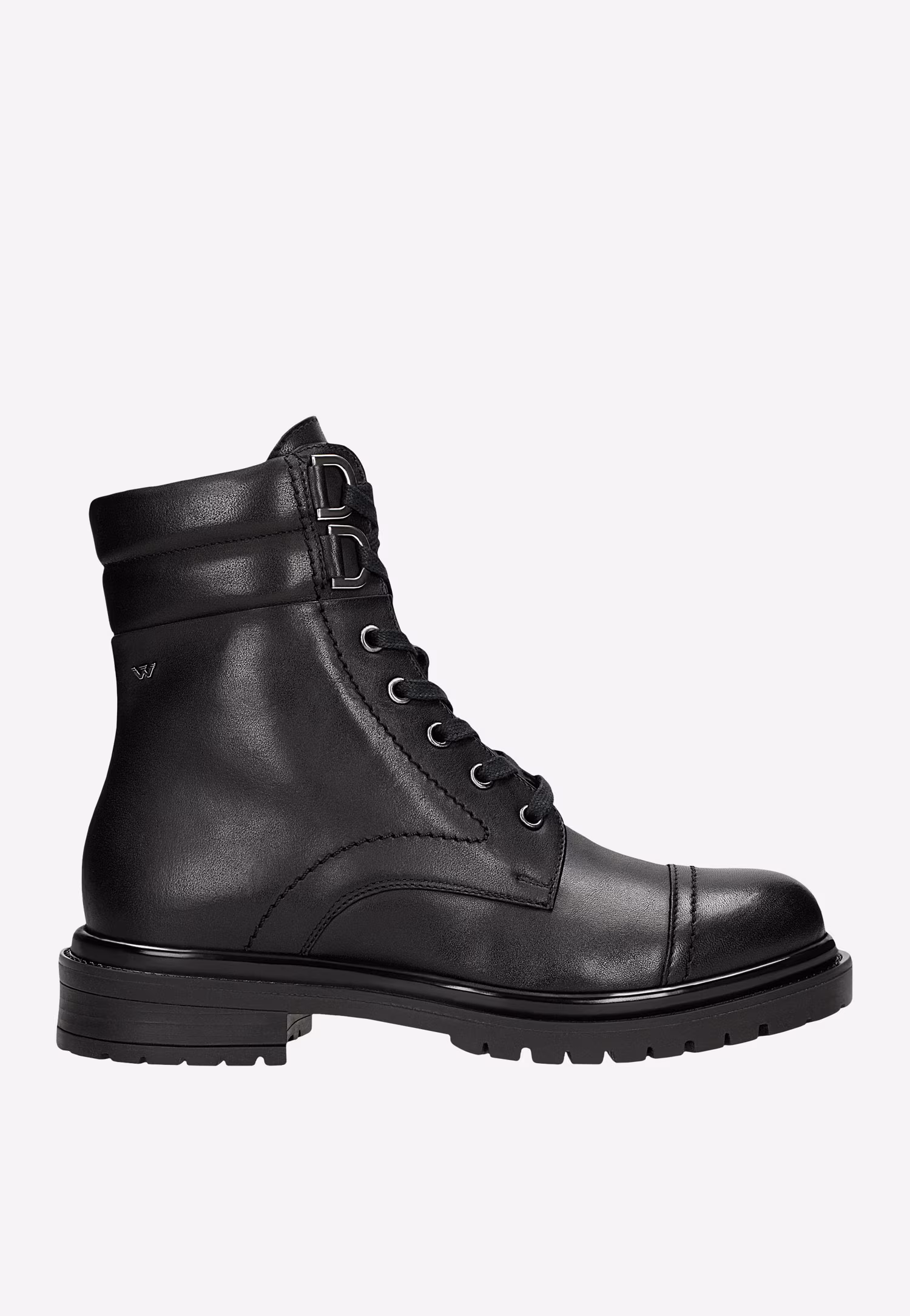 Czarne skórzane trzewiki ze sznurowadłami i zapięciem na zamek